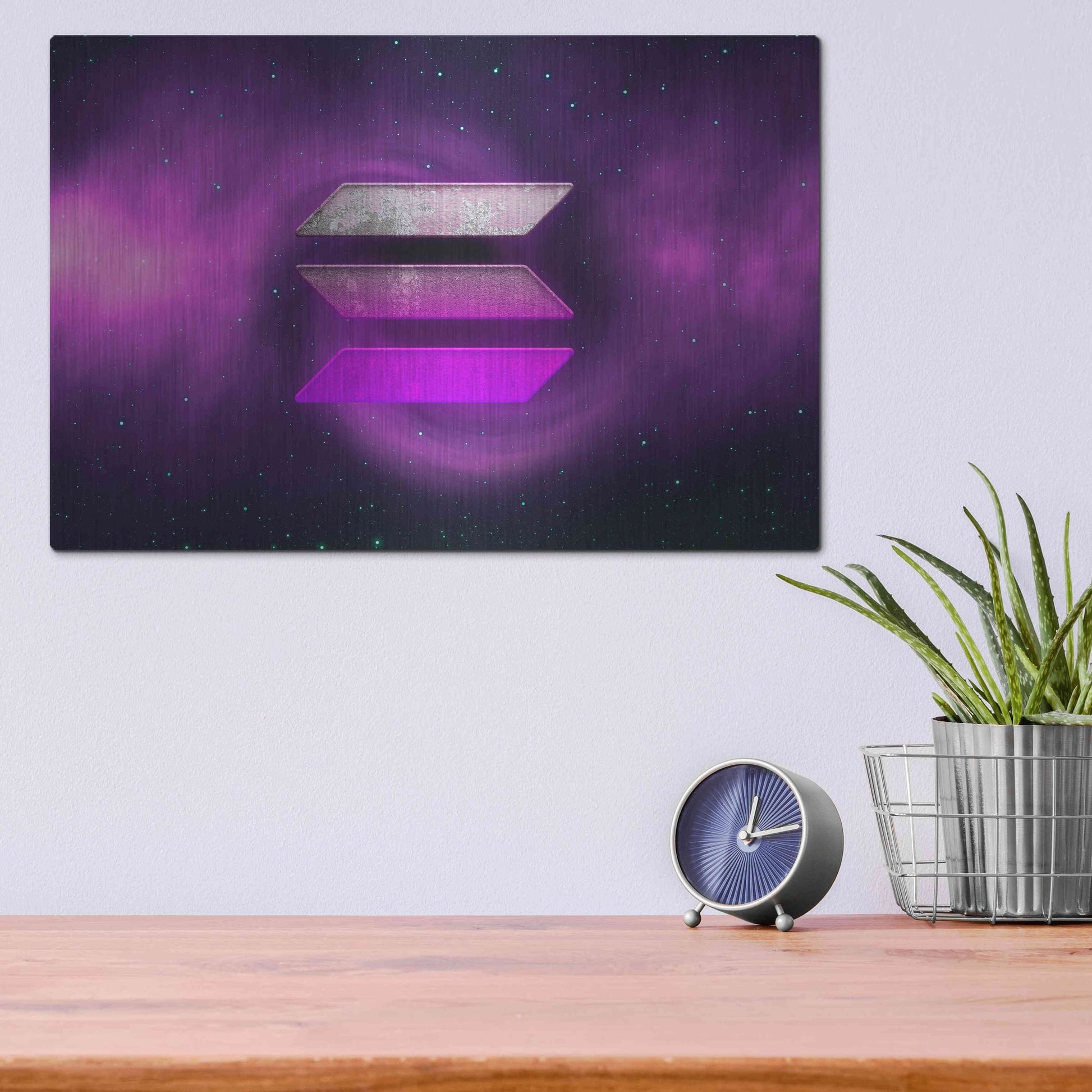 Luxe Metal Art 'Cosmic Crypto Solana' by Epic Portfolio, Metal Wall Art,16x12