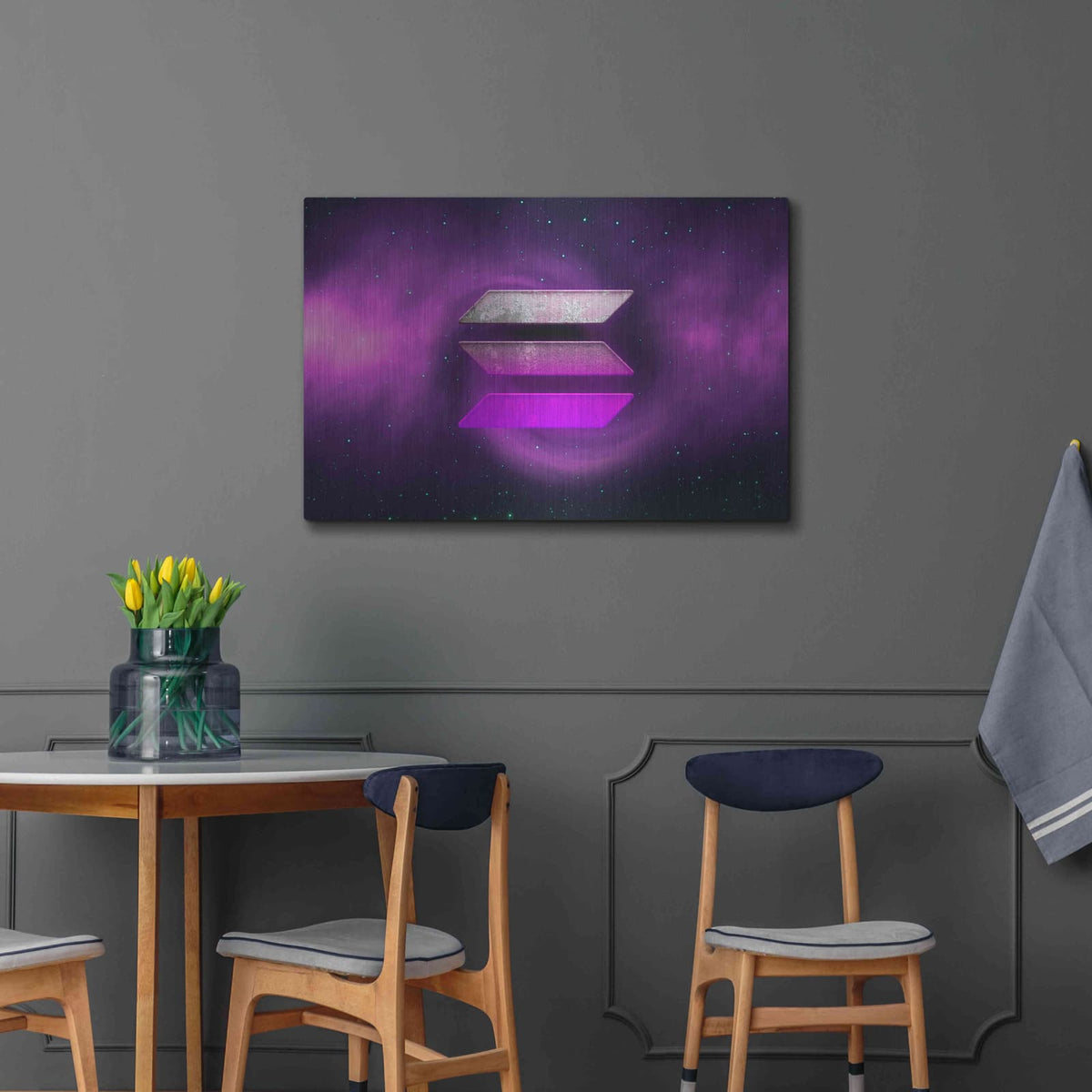 'Cosmic Crypto Solana' by Valentyn Artemenko – Metal Wall Art, 36x24 room view