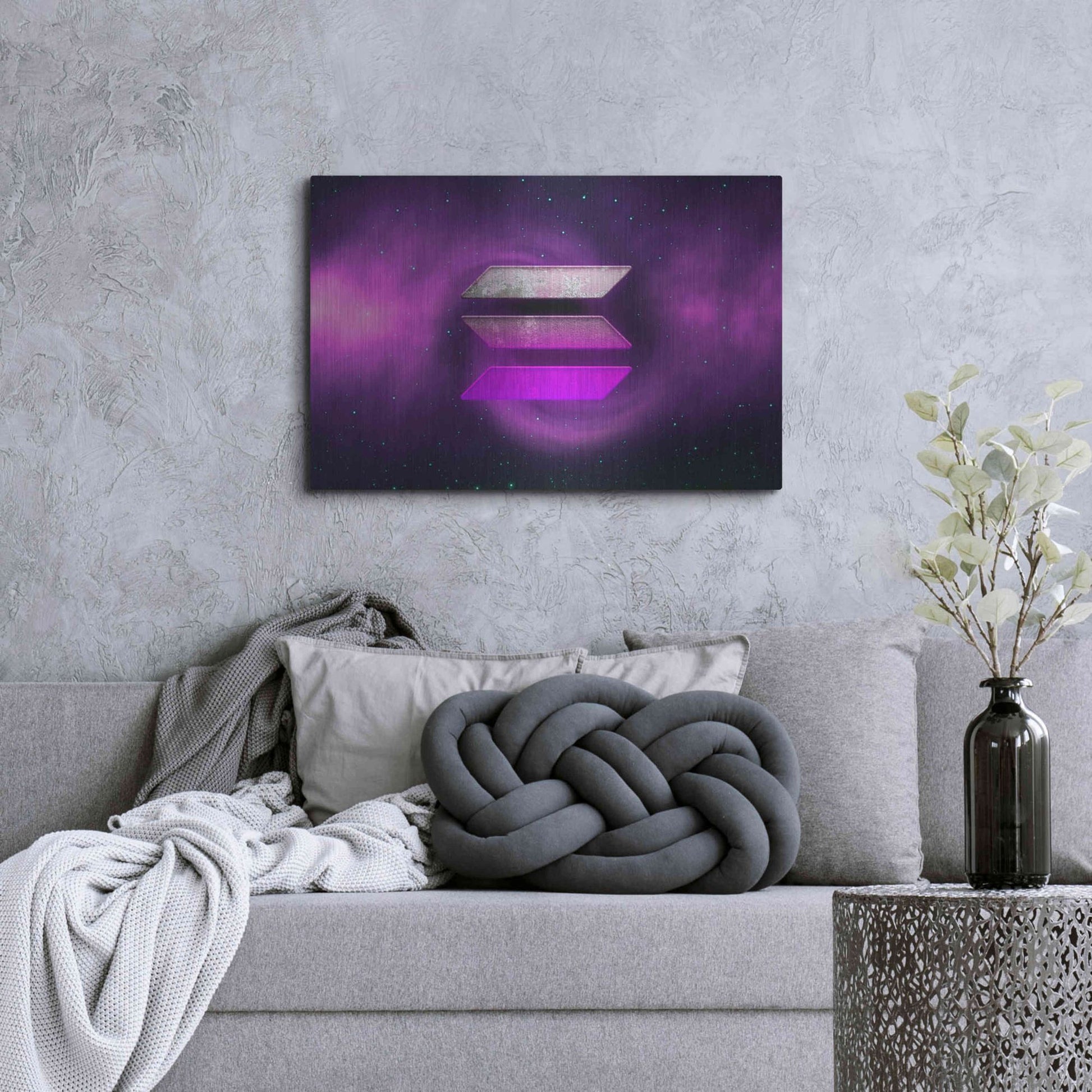 Luxe Metal Art 'Cosmic Crypto Solana' by Epic Portfolio, Metal Wall Art,36x24