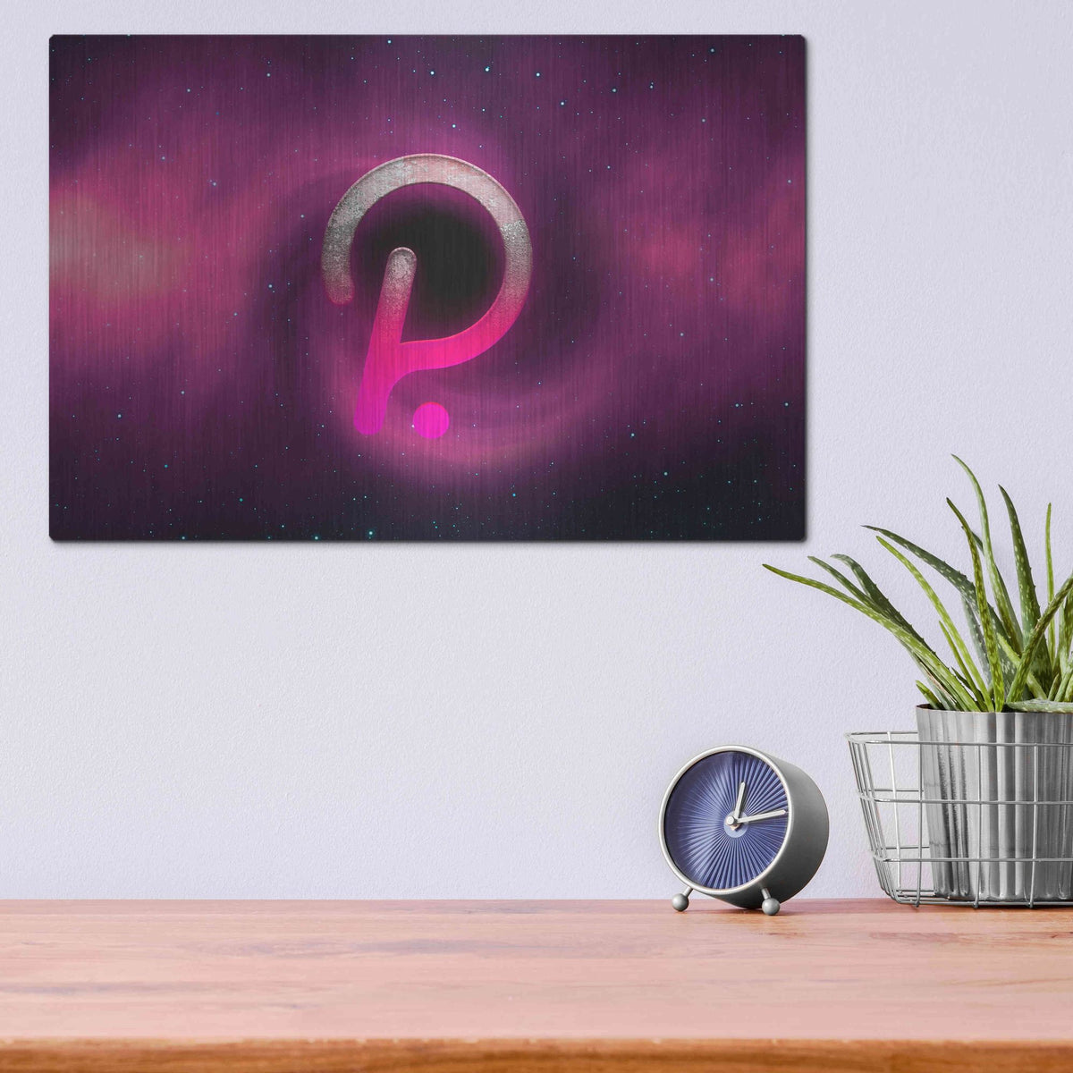Luxe Metal Art 'Cosmic Crypto Polkadot' by Epic Portfolio, Metal Wall Art,16x12