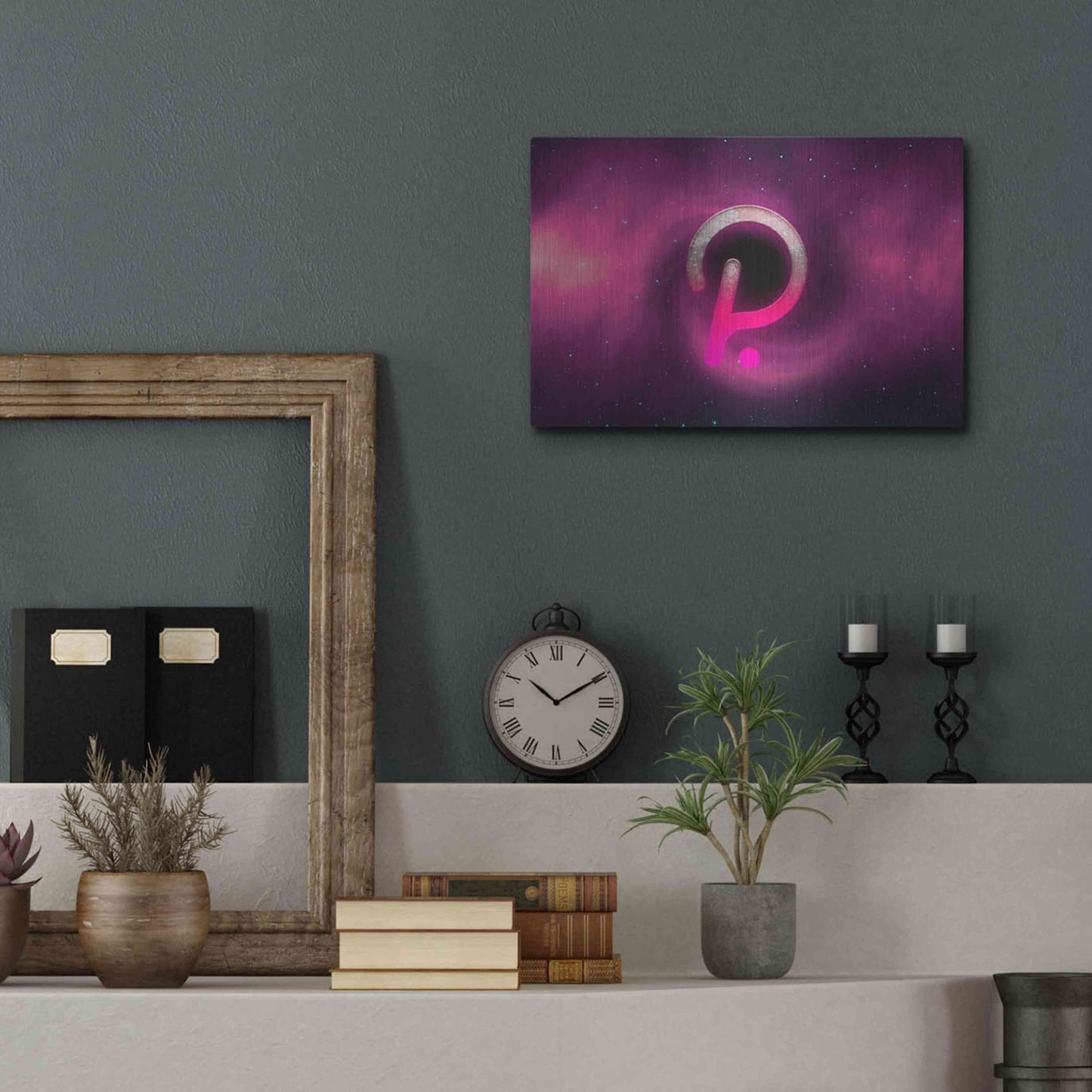 Luxe Metal Art 'Cosmic Crypto Polkadot' by Epic Portfolio, Metal Wall Art,16x12