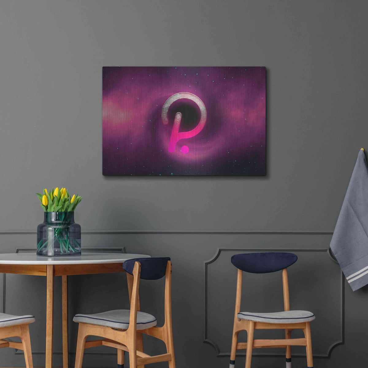 'Cosmic Crypto Polkadot' by Valentyn Artemenko – Metal Wall Art, 36x24 room view