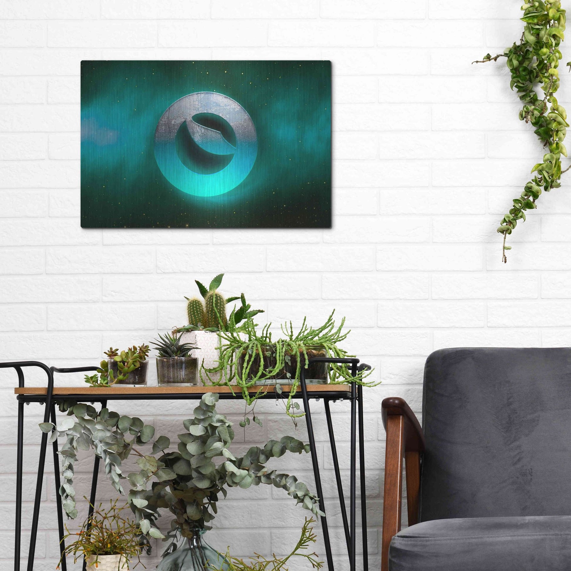 Luxe Metal Art 'Cosmic Crypto Luna' by Epic Portfolio, Metal Wall Art,16x12