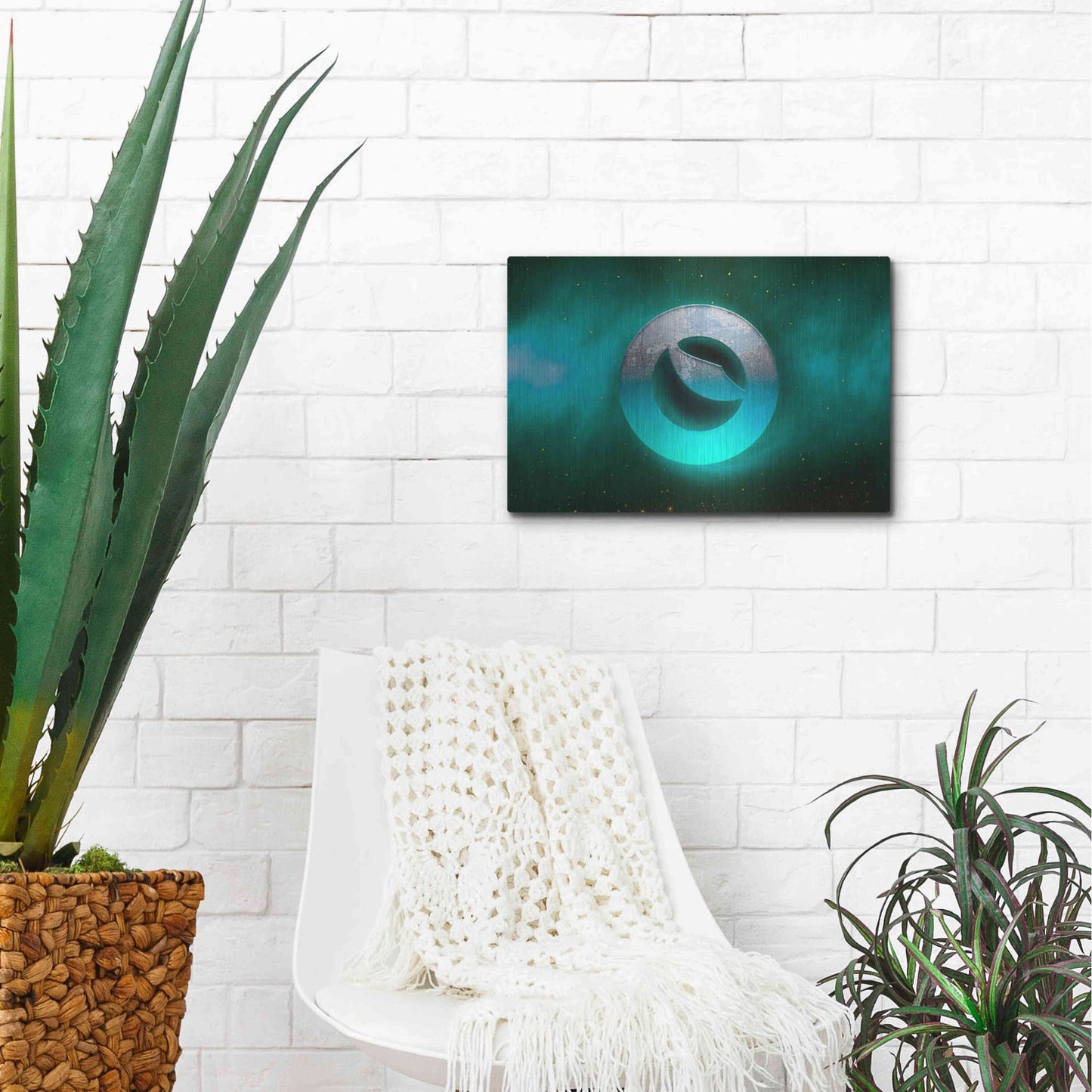 Luxe Metal Art 'Cosmic Crypto Luna' by Epic Portfolio, Metal Wall Art,16x12