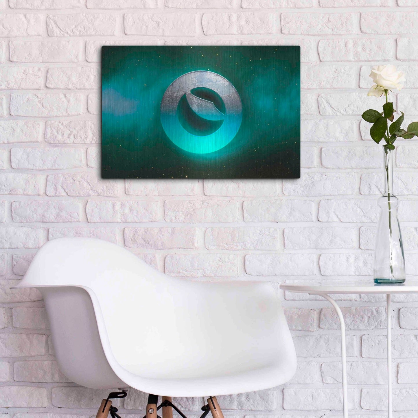 Luxe Metal Art 'Cosmic Crypto Luna' by Epic Portfolio, Metal Wall Art,24x16