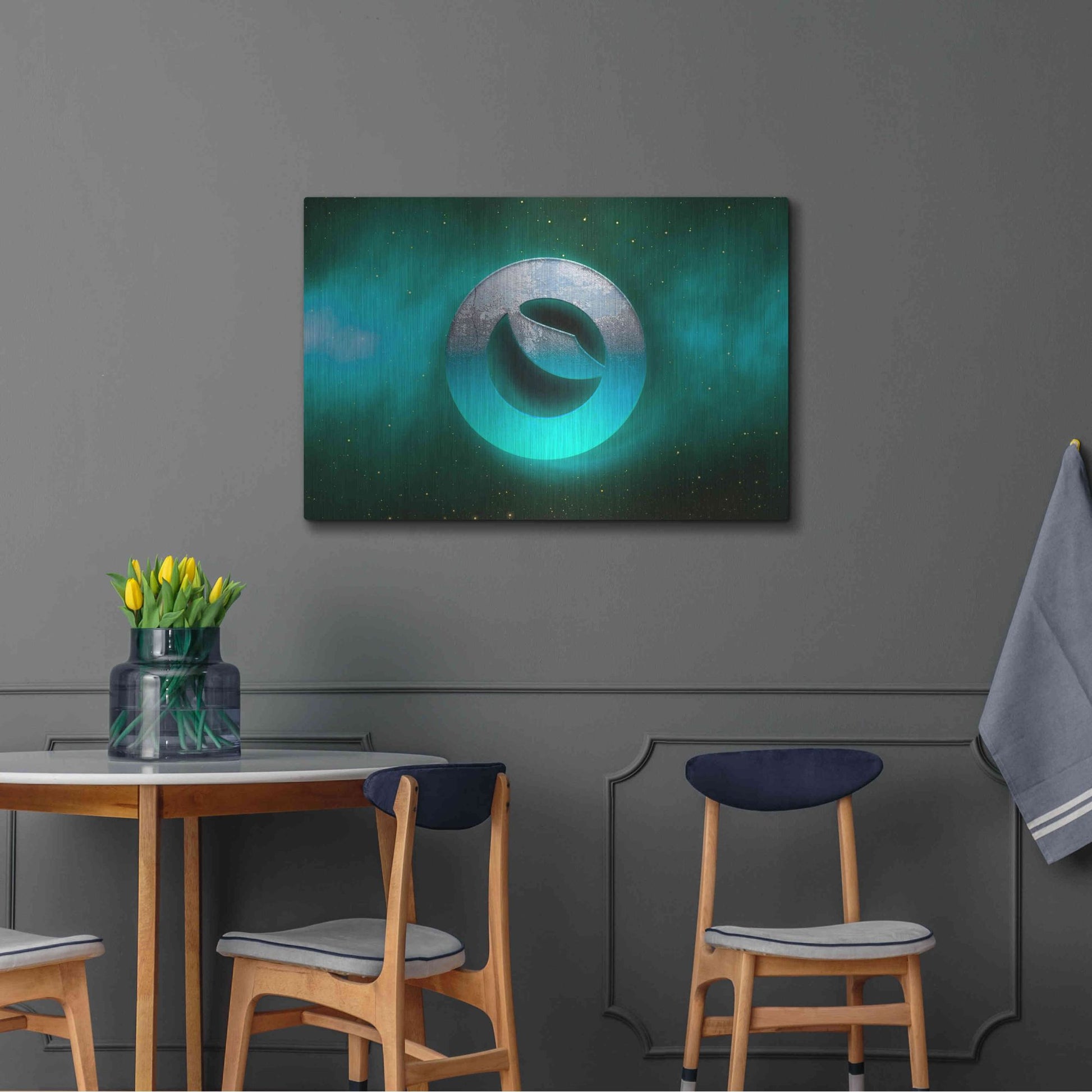 Luxe Metal Art 'Cosmic Crypto Luna' by Epic Portfolio, Metal Wall Art,36x24