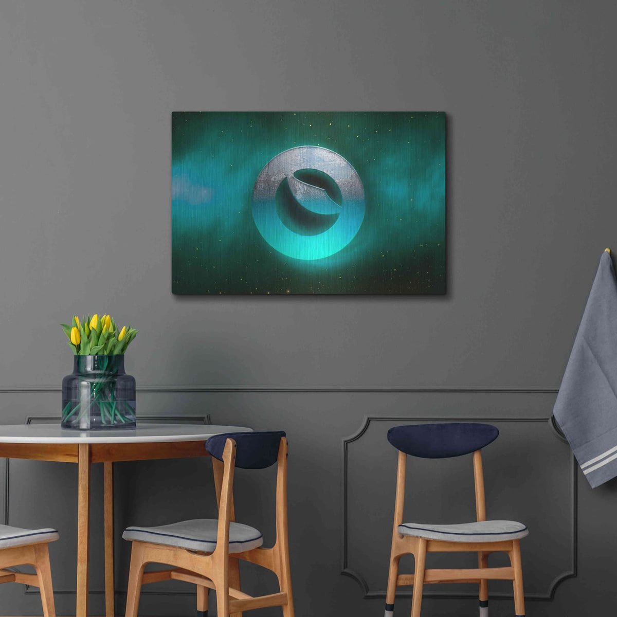 'Cosmic Crypto Luna' by Valentyn Artemenko – Metal Wall Art, 36x24 room view