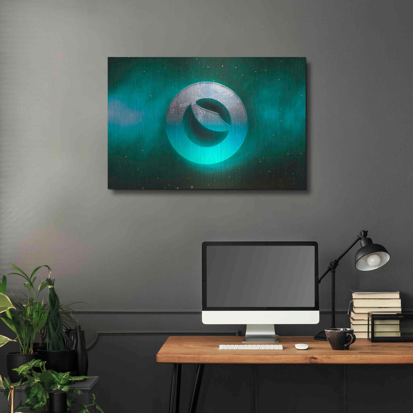 Luxe Metal Art 'Cosmic Crypto Luna' by Epic Portfolio, Metal Wall Art,36x24
