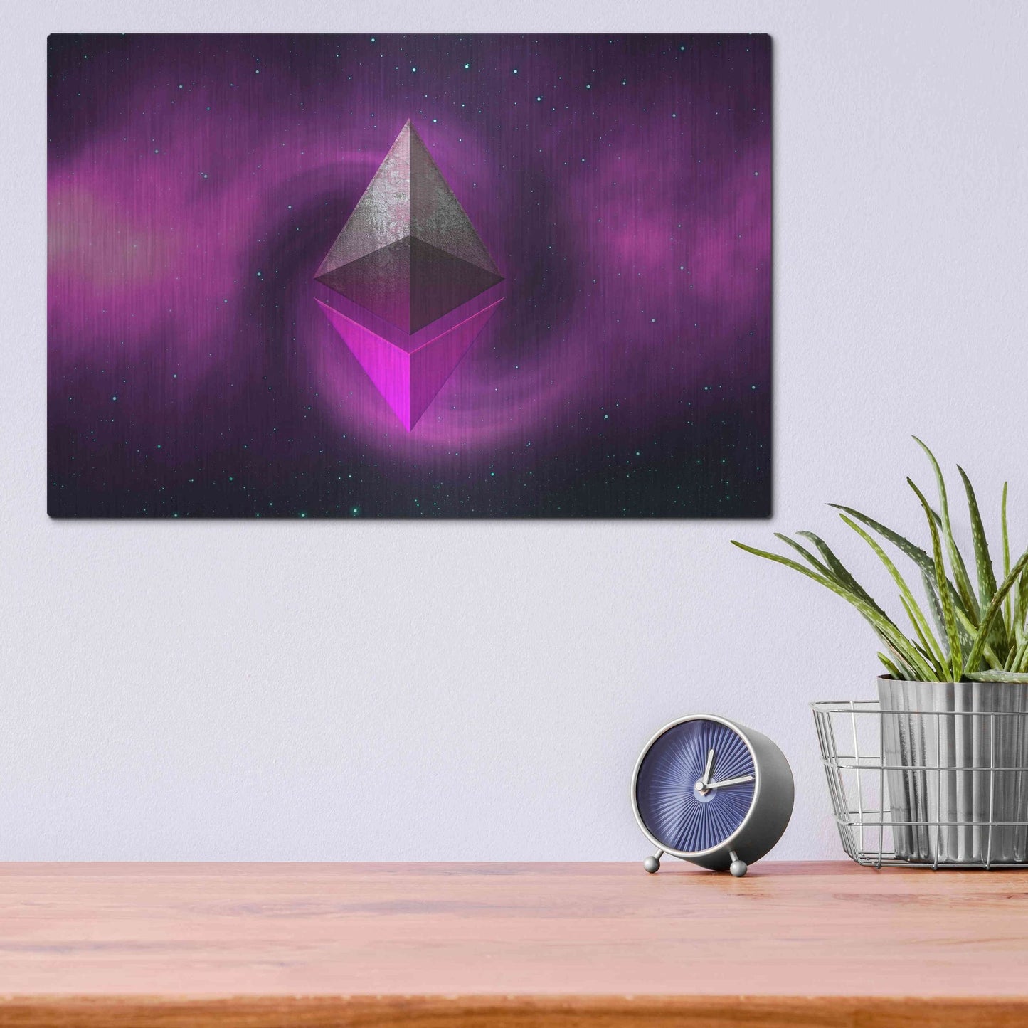 Luxe Metal Art 'Cosmic Crypto Ethereum' by Epic Portfolio, Metal Wall Art,16x12