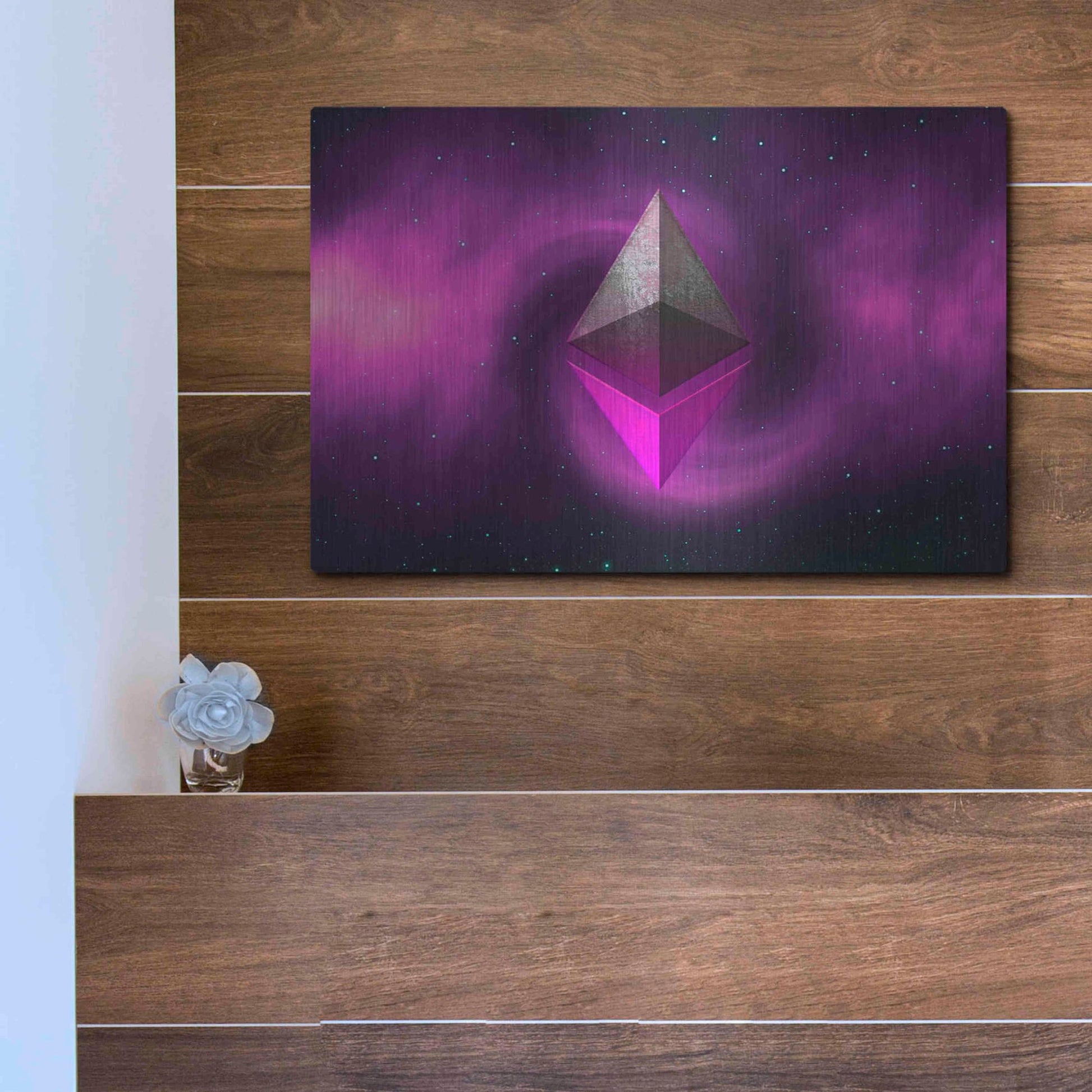 Luxe Metal Art 'Cosmic Crypto Ethereum' by Epic Portfolio, Metal Wall Art,16x12