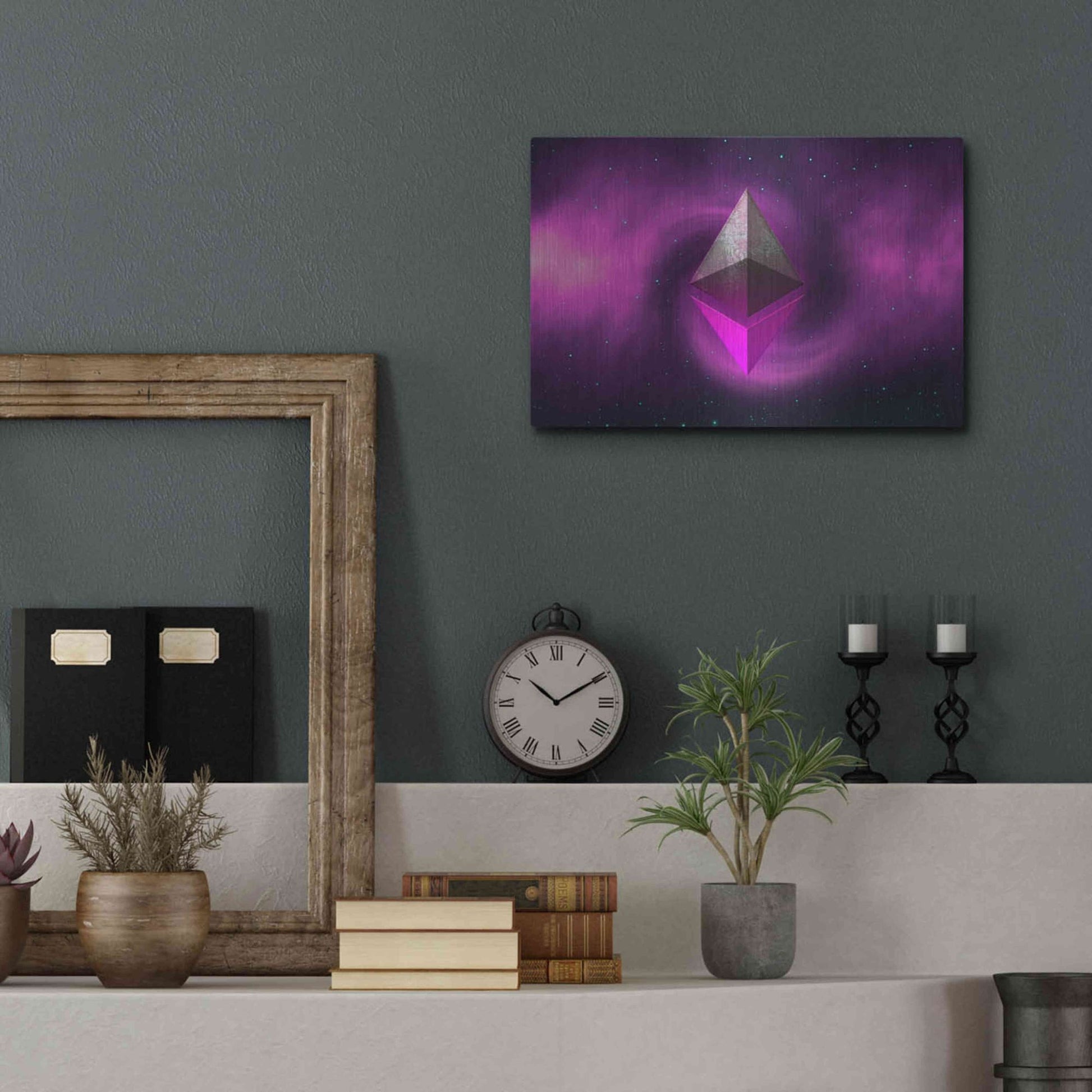 Luxe Metal Art 'Cosmic Crypto Ethereum' by Epic Portfolio, Metal Wall Art,16x12