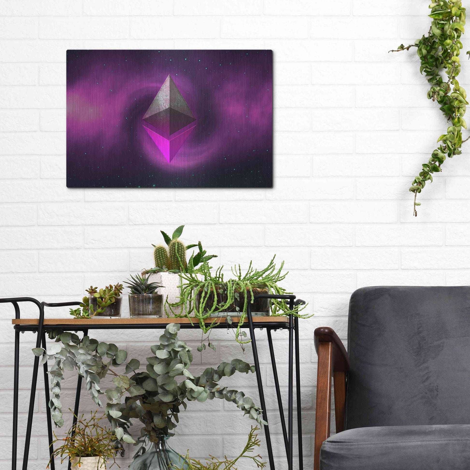 Luxe Metal Art 'Cosmic Crypto Ethereum' by Epic Portfolio, Metal Wall Art,16x12