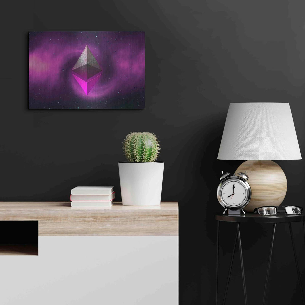 'Cosmic Crypto Ethereum' by Valentyn Artemenko – Metal Wall Art, 24x16 room view