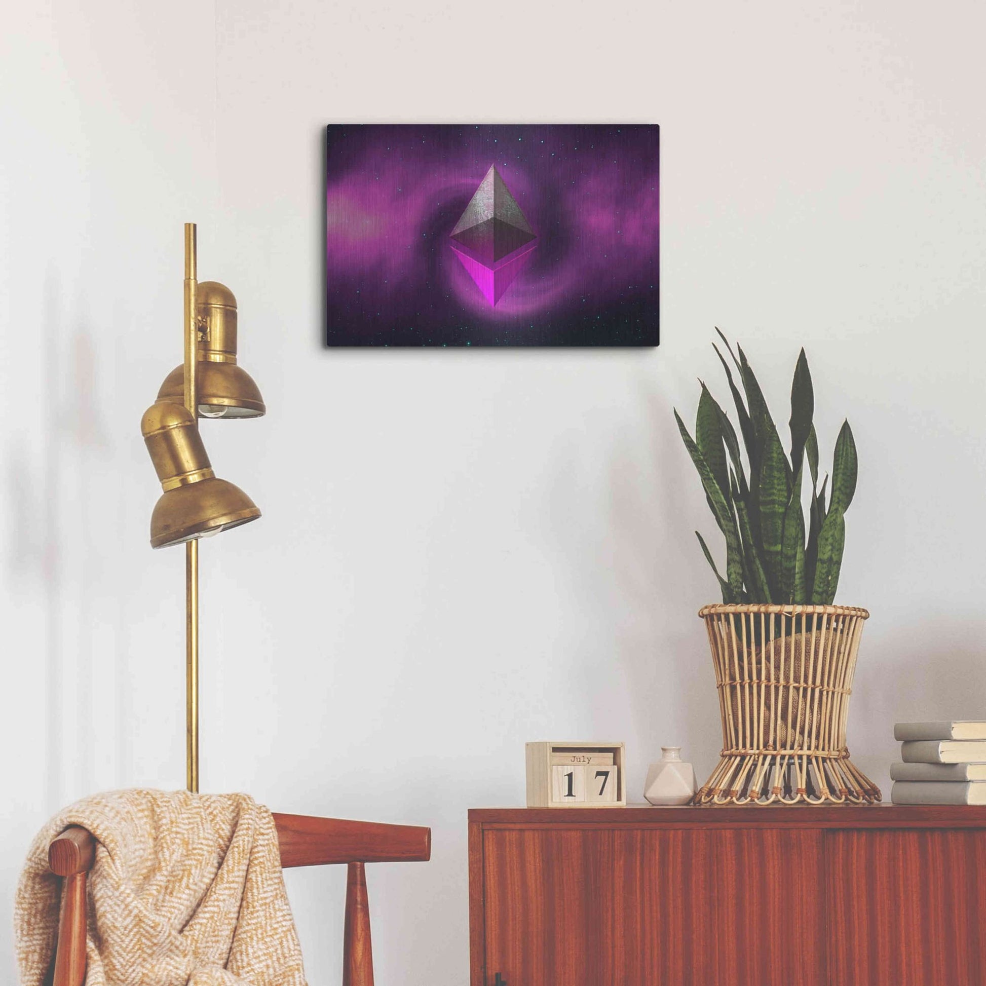 Luxe Metal Art 'Cosmic Crypto Ethereum' by Epic Portfolio, Metal Wall Art,24x16