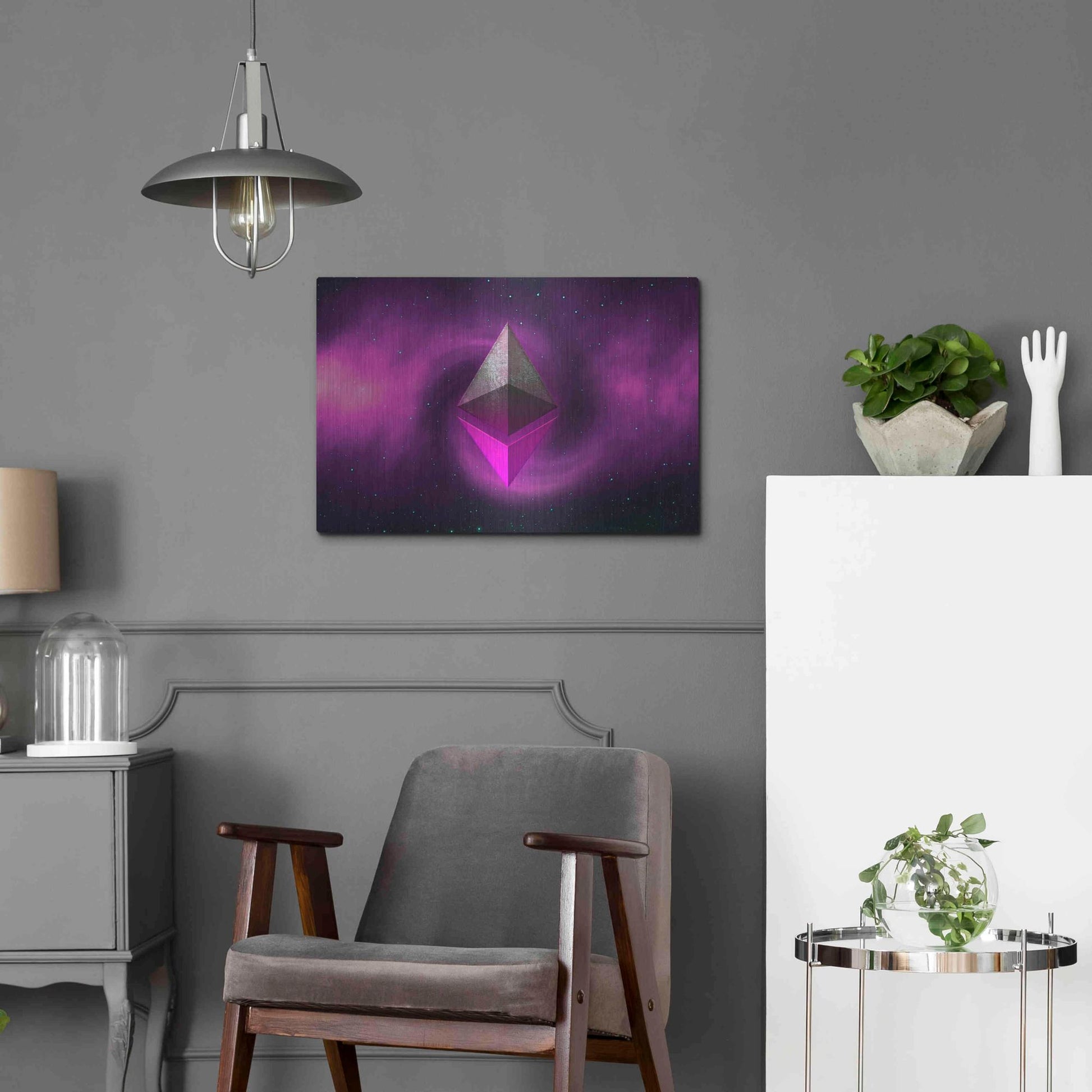 Luxe Metal Art 'Cosmic Crypto Ethereum' by Epic Portfolio, Metal Wall Art,24x16