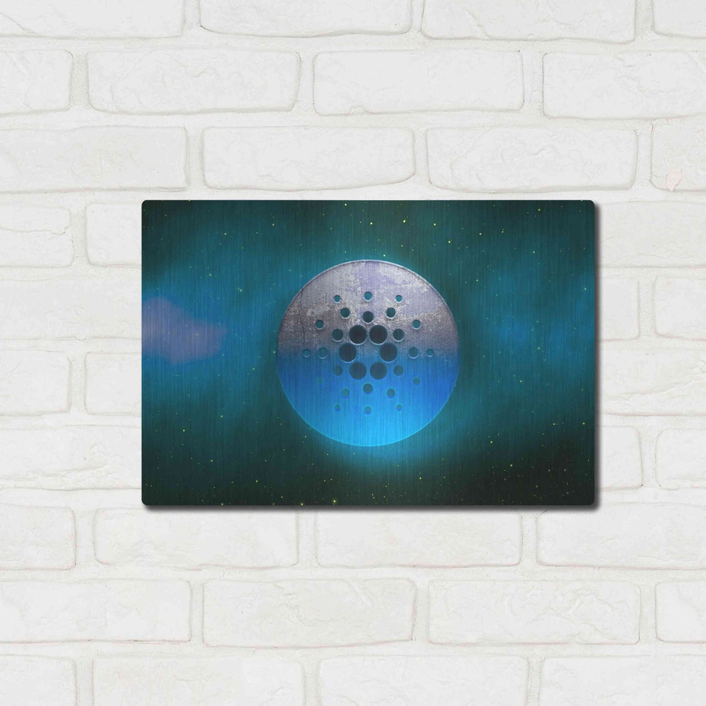 Luxe Metal Art 'Cosmic Crypto Cardano' by Epic Portfolio, Metal Wall Art,16x12