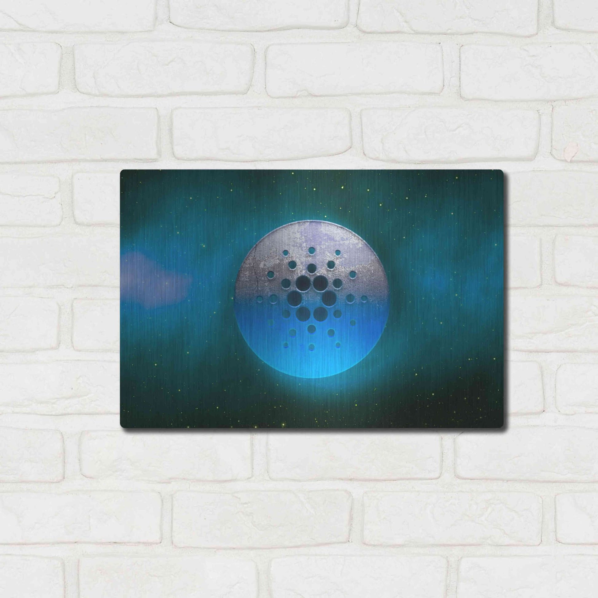 Luxe Metal Art 'Cosmic Crypto Cardano' by Epic Portfolio, Metal Wall Art,16x12
