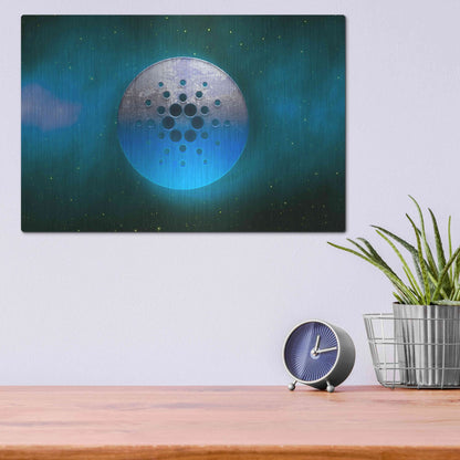 Luxe Metal Art 'Cosmic Crypto Cardano' by Epic Portfolio, Metal Wall Art,16x12