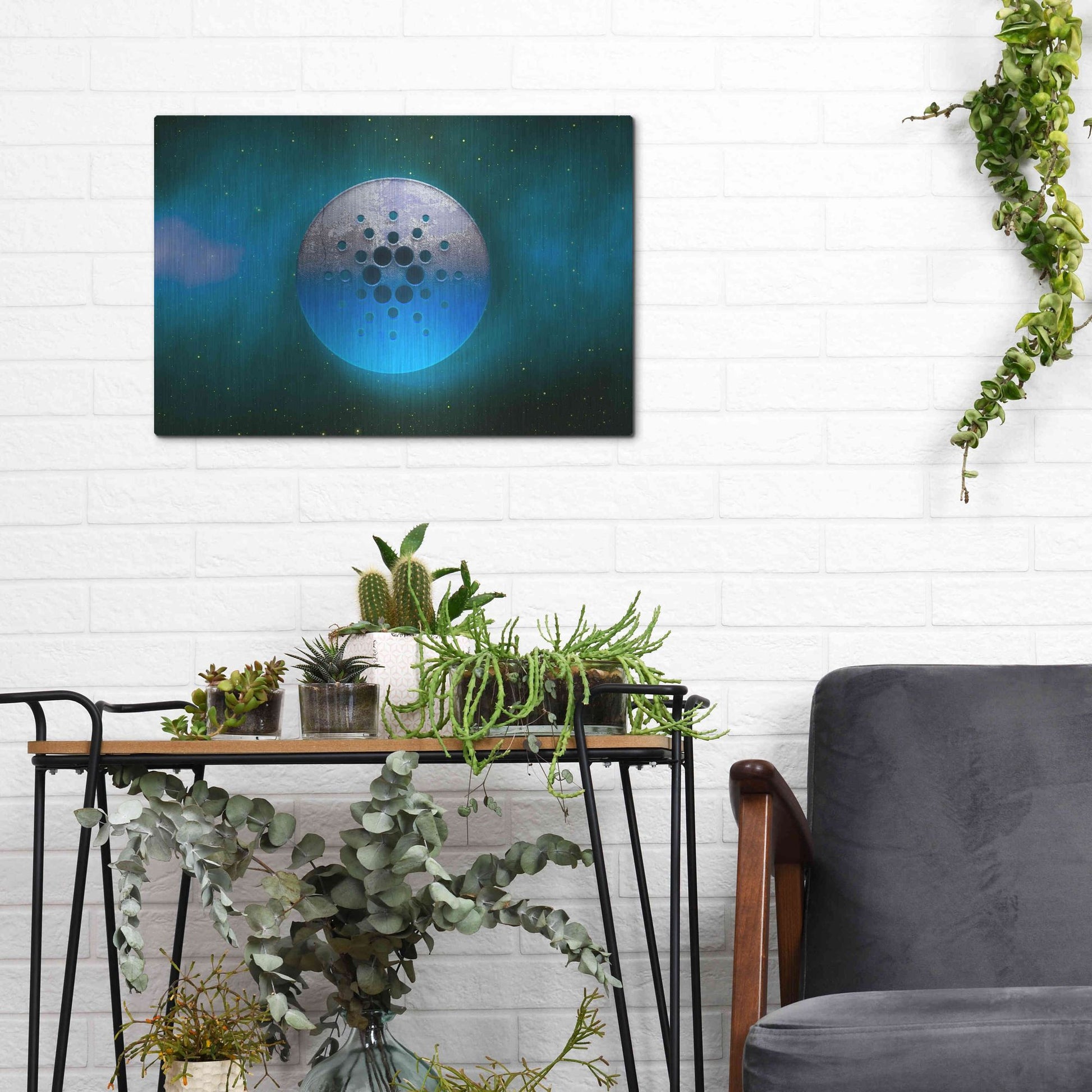 Luxe Metal Art 'Cosmic Crypto Cardano' by Epic Portfolio, Metal Wall Art,16x12
