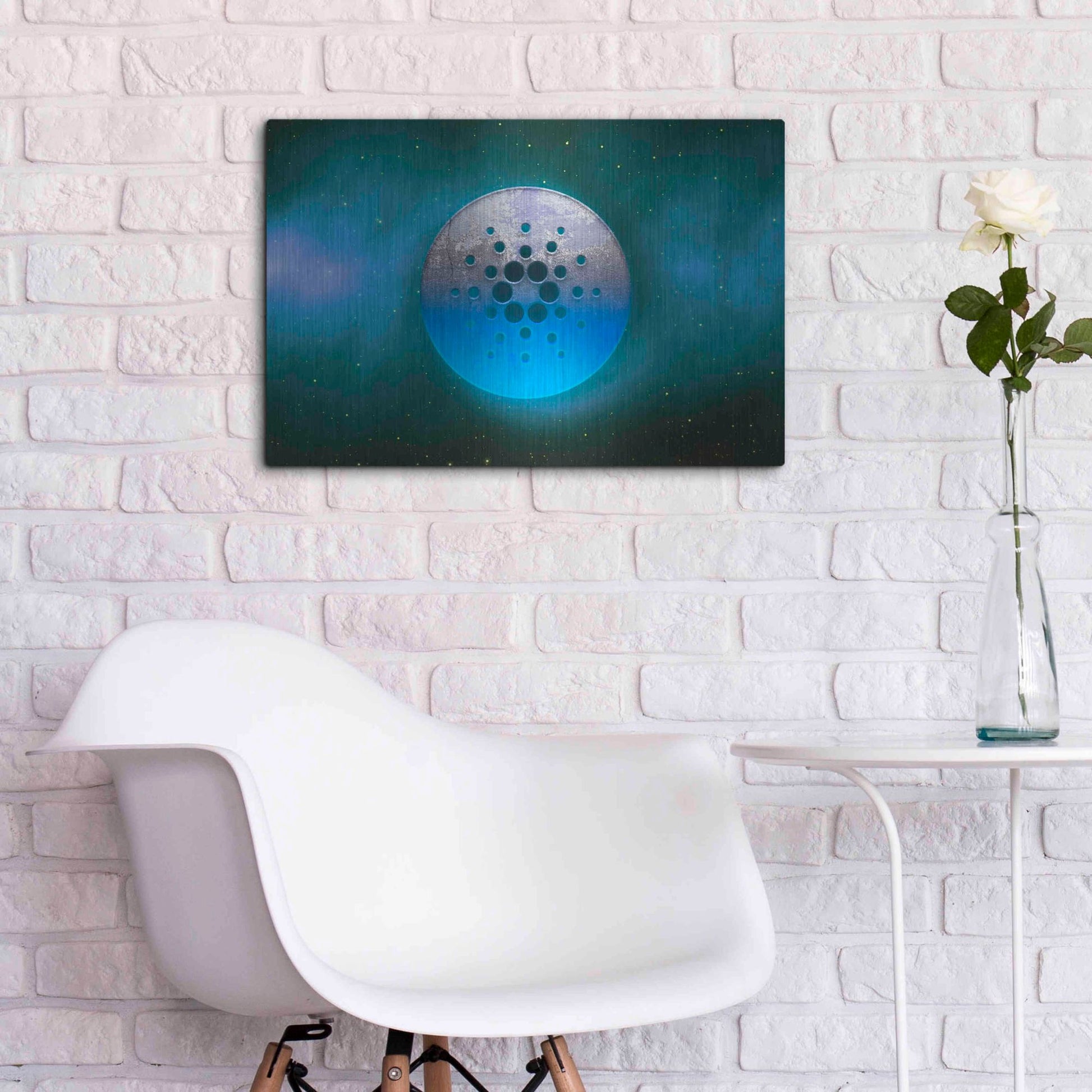 Luxe Metal Art 'Cosmic Crypto Cardano' by Epic Portfolio, Metal Wall Art,24x16