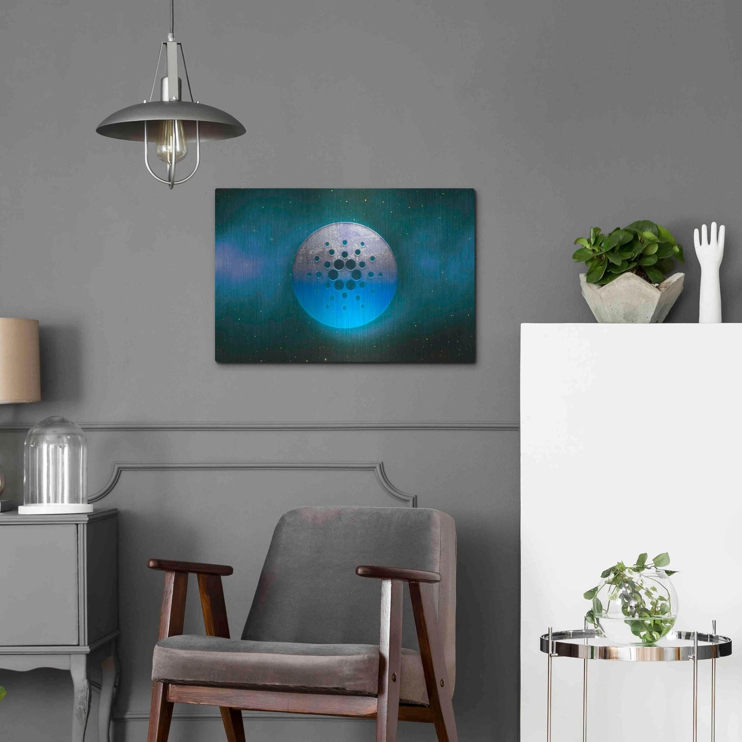 Luxe Metal Art 'Cosmic Crypto Cardano' by Epic Portfolio, Metal Wall Art,24x16
