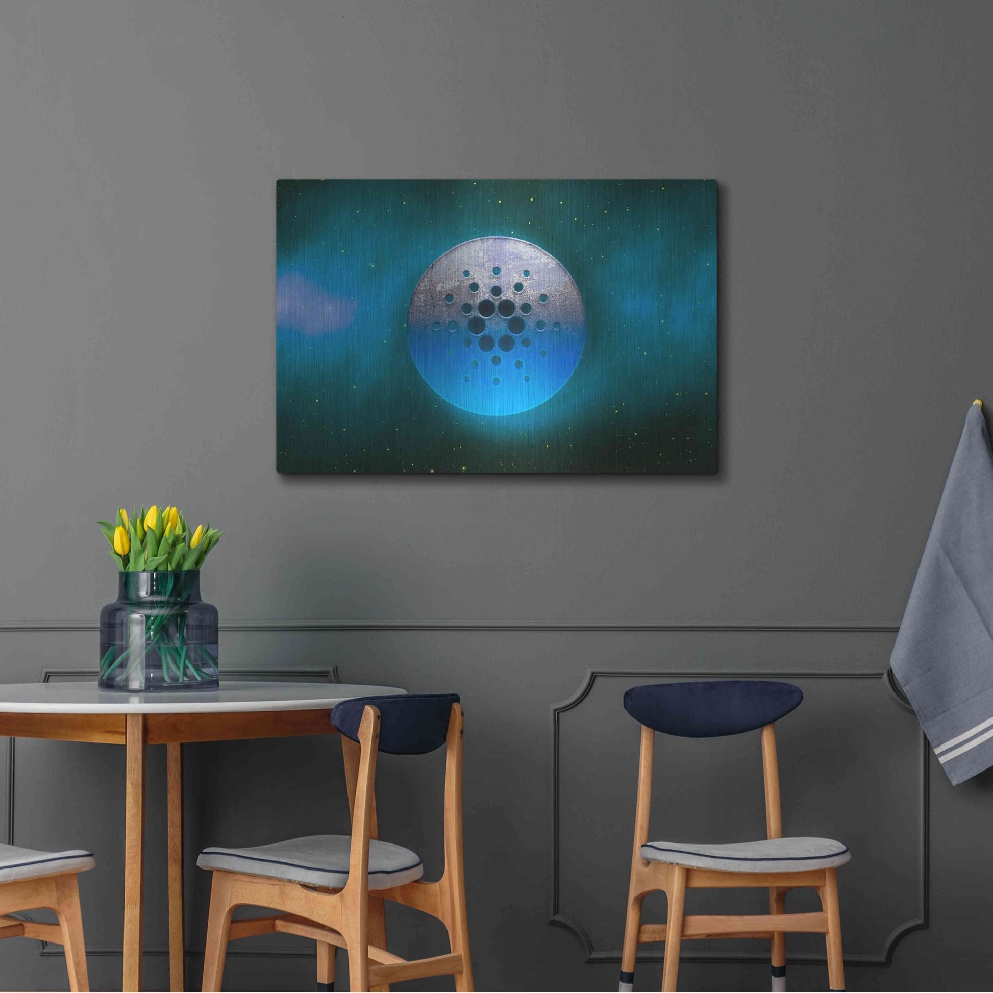 Luxe Metal Art 'Cosmic Crypto Cardano' by Epic Portfolio, Metal Wall Art,36x24