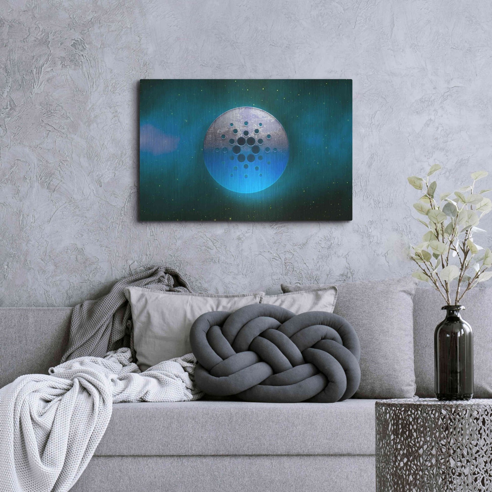 Luxe Metal Art 'Cosmic Crypto Cardano' by Epic Portfolio, Metal Wall Art,36x24