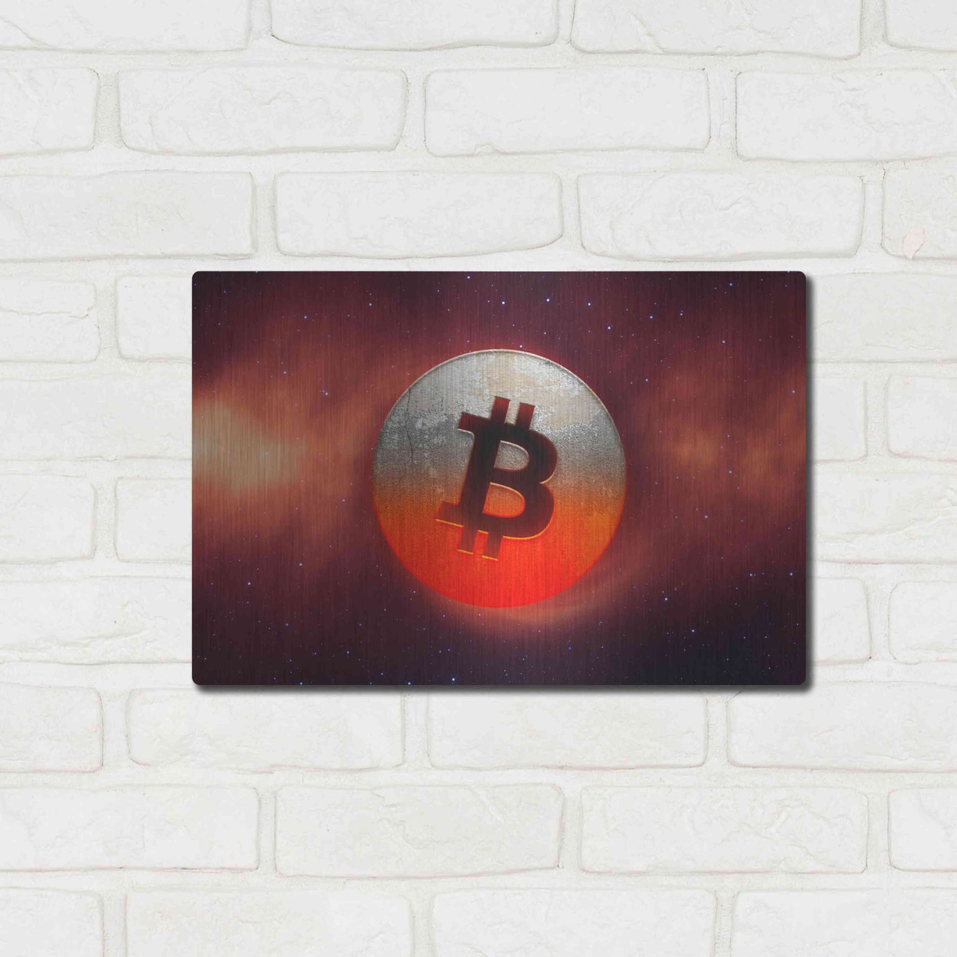 Luxe Metal Art 'Cosmic Crypto Bitcoin' by Epic Portfolio, Metal Wall Art,16x12