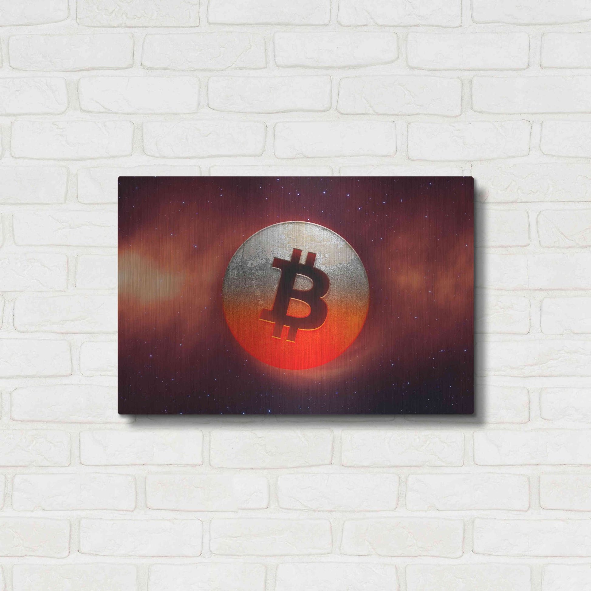Luxe Metal Art 'Cosmic Crypto Bitcoin' by Epic Portfolio, Metal Wall Art,24x16