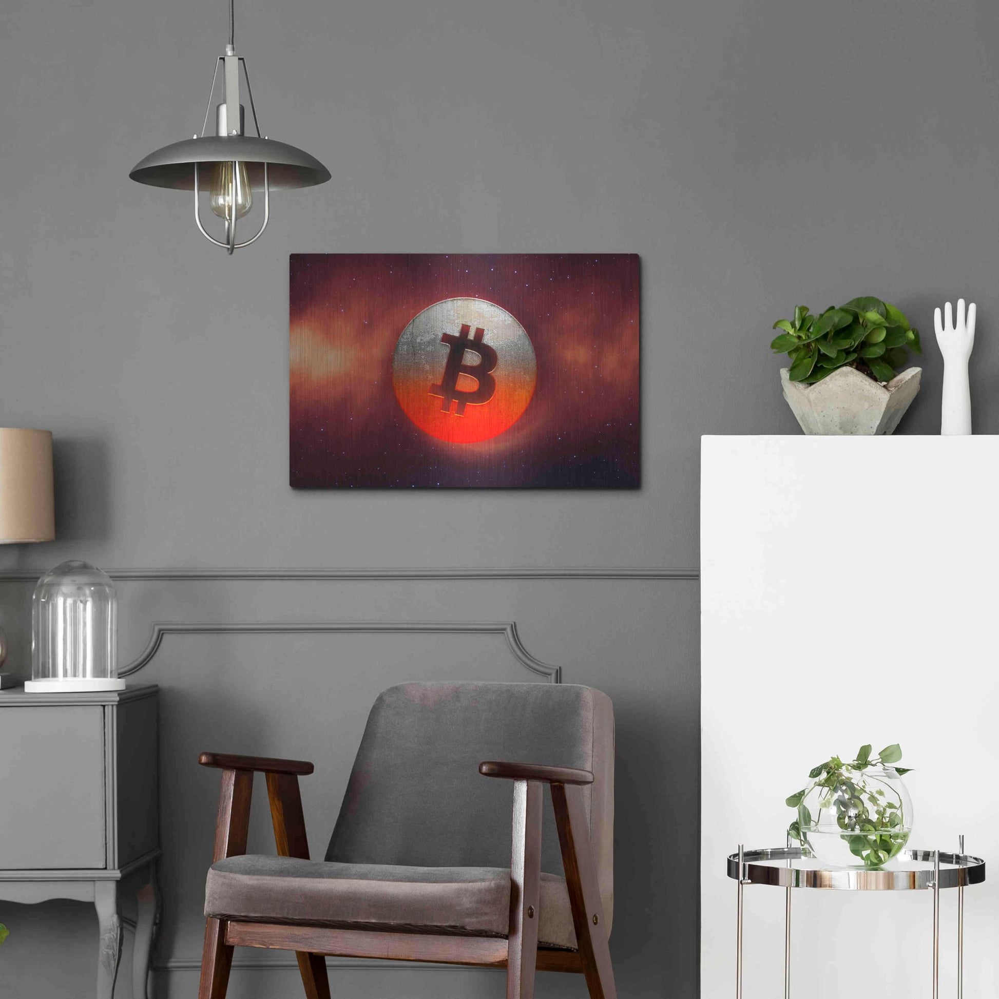 Luxe Metal Art 'Cosmic Crypto Bitcoin' by Epic Portfolio, Metal Wall Art,24x16