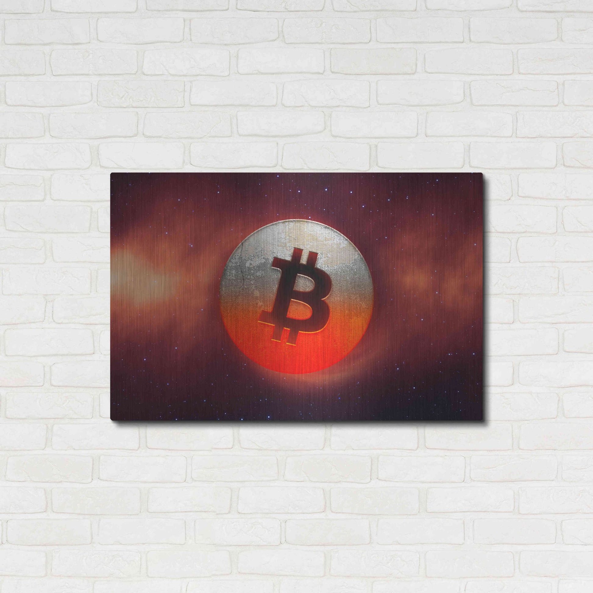 Luxe Metal Art 'Cosmic Crypto Bitcoin' by Epic Portfolio, Metal Wall Art,36x24