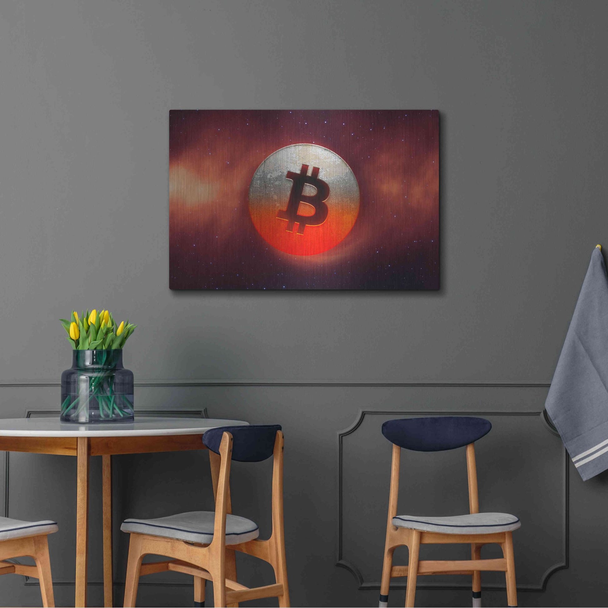 Luxe Metal Art 'Cosmic Crypto Bitcoin' by Epic Portfolio, Metal Wall Art,36x24