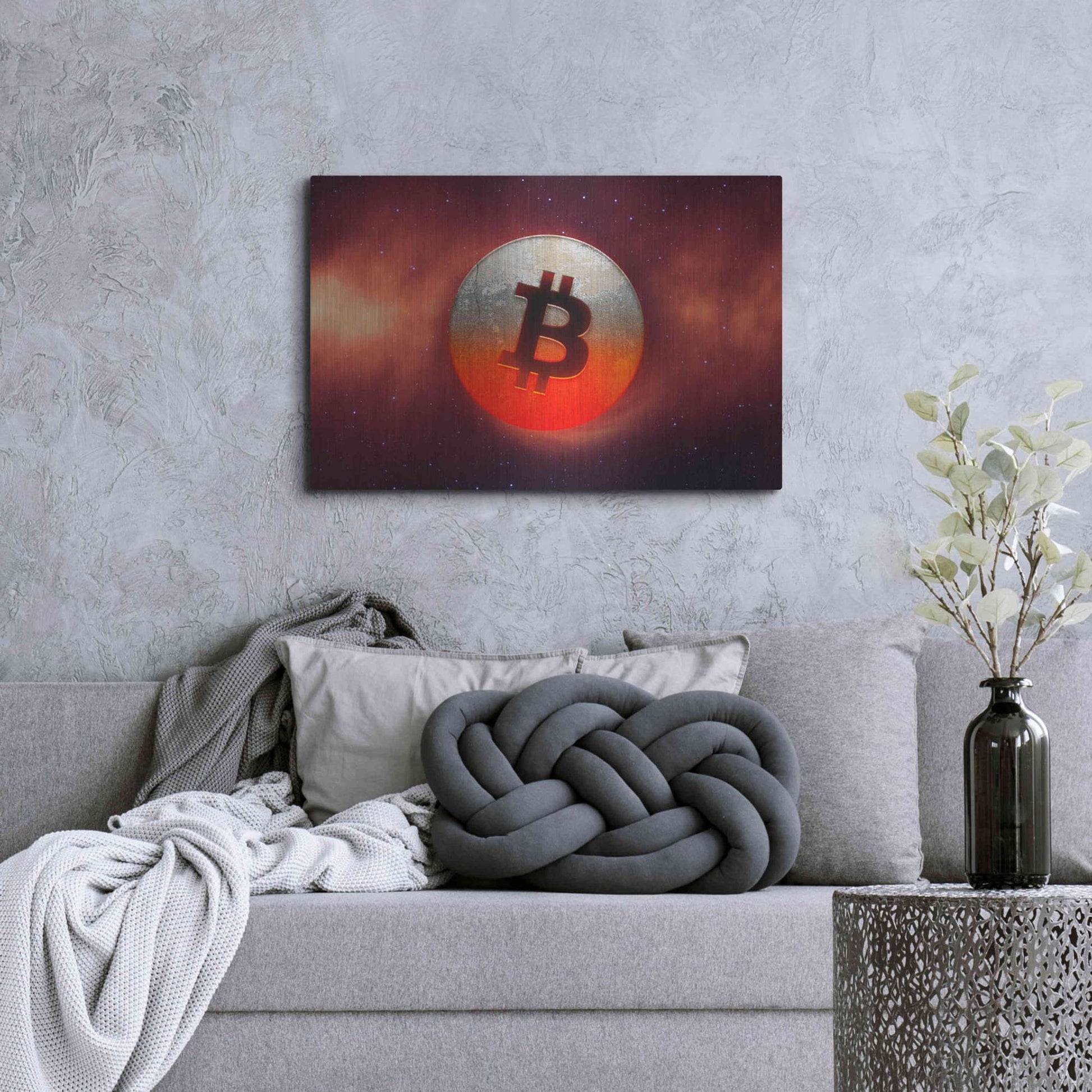 Luxe Metal Art 'Cosmic Crypto Bitcoin' by Epic Portfolio, Metal Wall Art,36x24