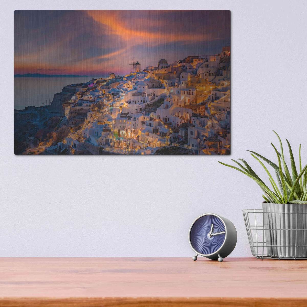 'Santorini Greece' by Edin Chavez – Metal Wall Art, 16x12 room view