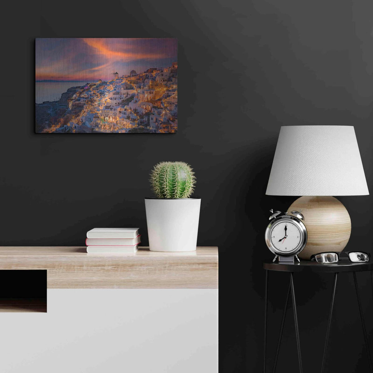 'Santorini Greece' by Edin Chavez – Metal Wall Art, 24x16 room view