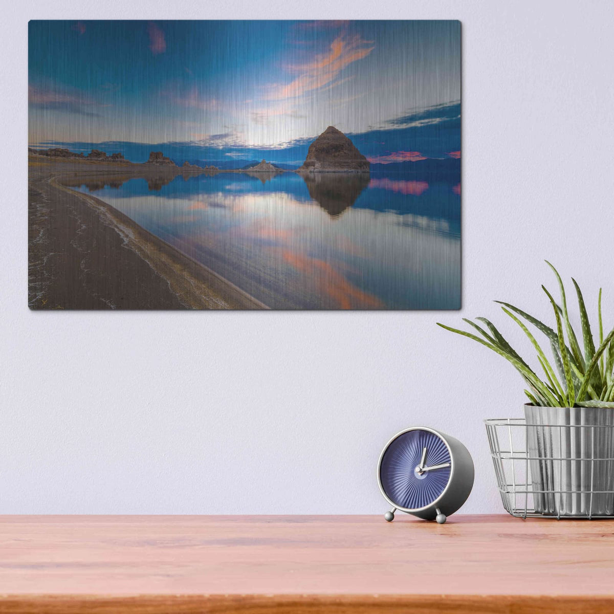'Pyramid Lake Nevada 4' by Edin Chavez – Metal Wall Art, 16x12 room view