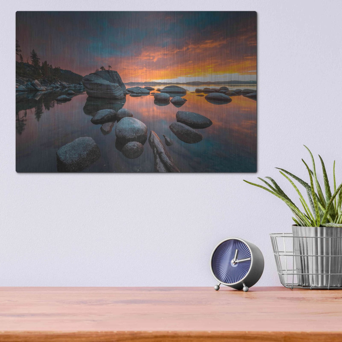 'The Stone Crocodile' by Edin Chavez – Metal Wall Art, 16x12 room view