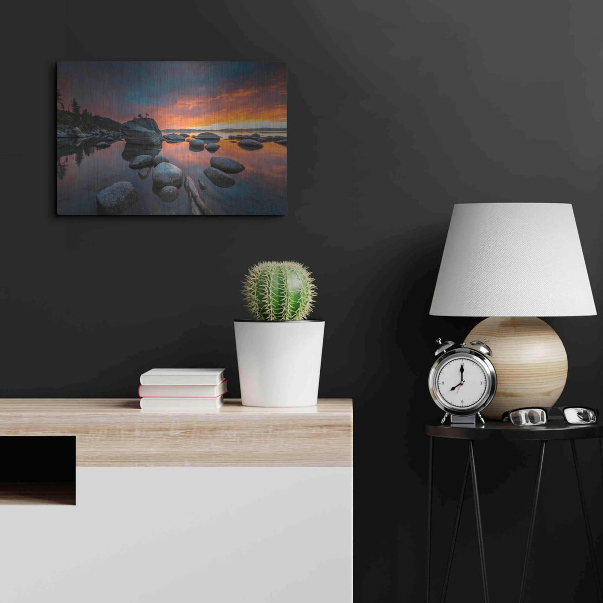 'The Stone Crocodile' by Edin Chavez – Metal Wall Art, 24x16 room view