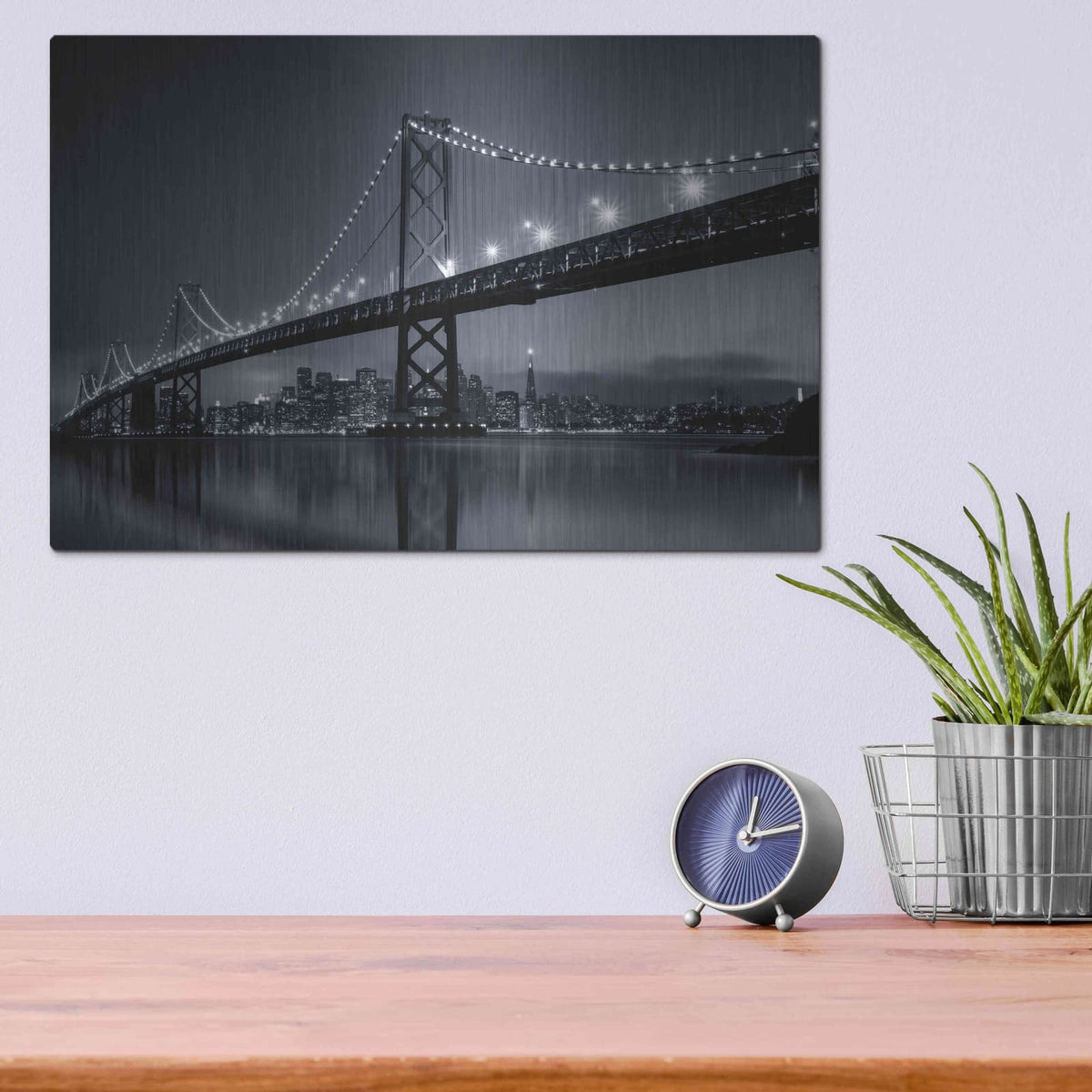 'Oakland Bridge' by Edin Chavez – Metal Wall Art, 16x12 room view