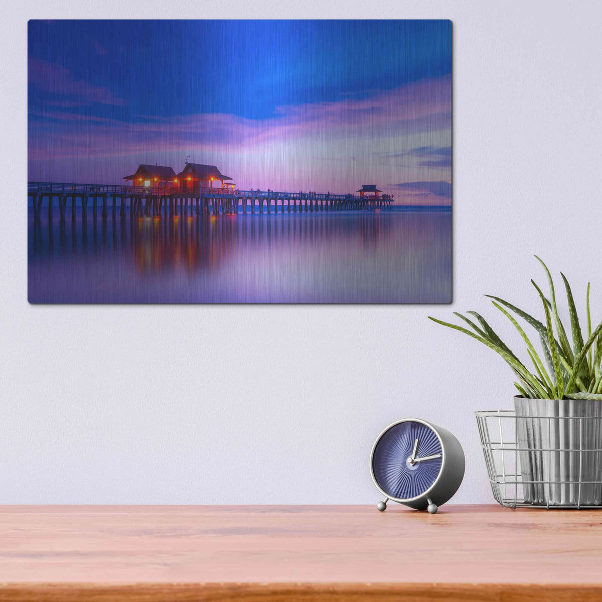 'Violet Pier' by Edin Chavez – Metal Wall Art, 16x12 room view