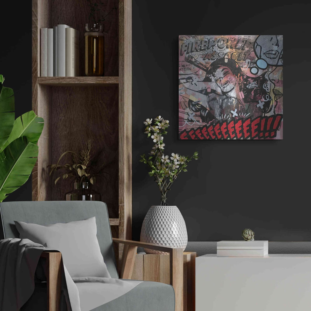 'Firepower Assault' by Dan Monteavaro – Metal Wall Art, 24x24 room view