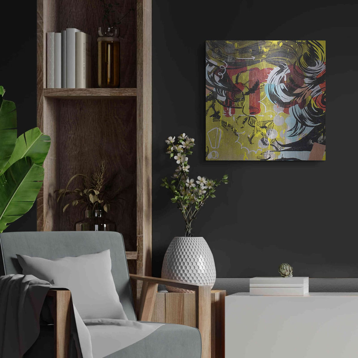 'Fret 1' by Dan Monteavaro – Metal Wall Art, 24x24 room view