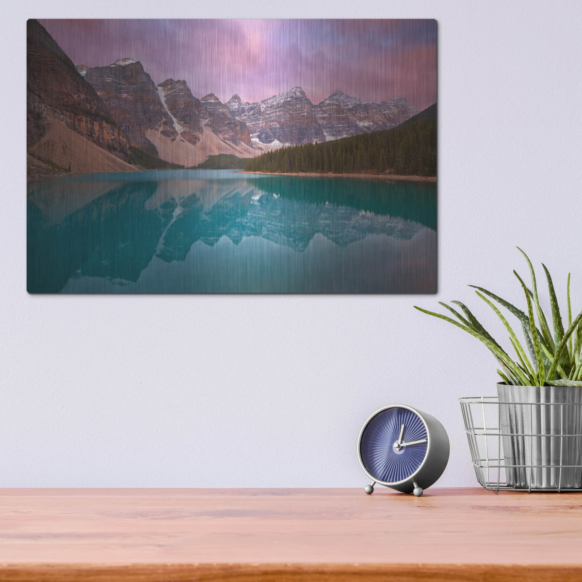 'Morain Lake' by Jesse Estes – Metal Wall Art, 16x12 room view