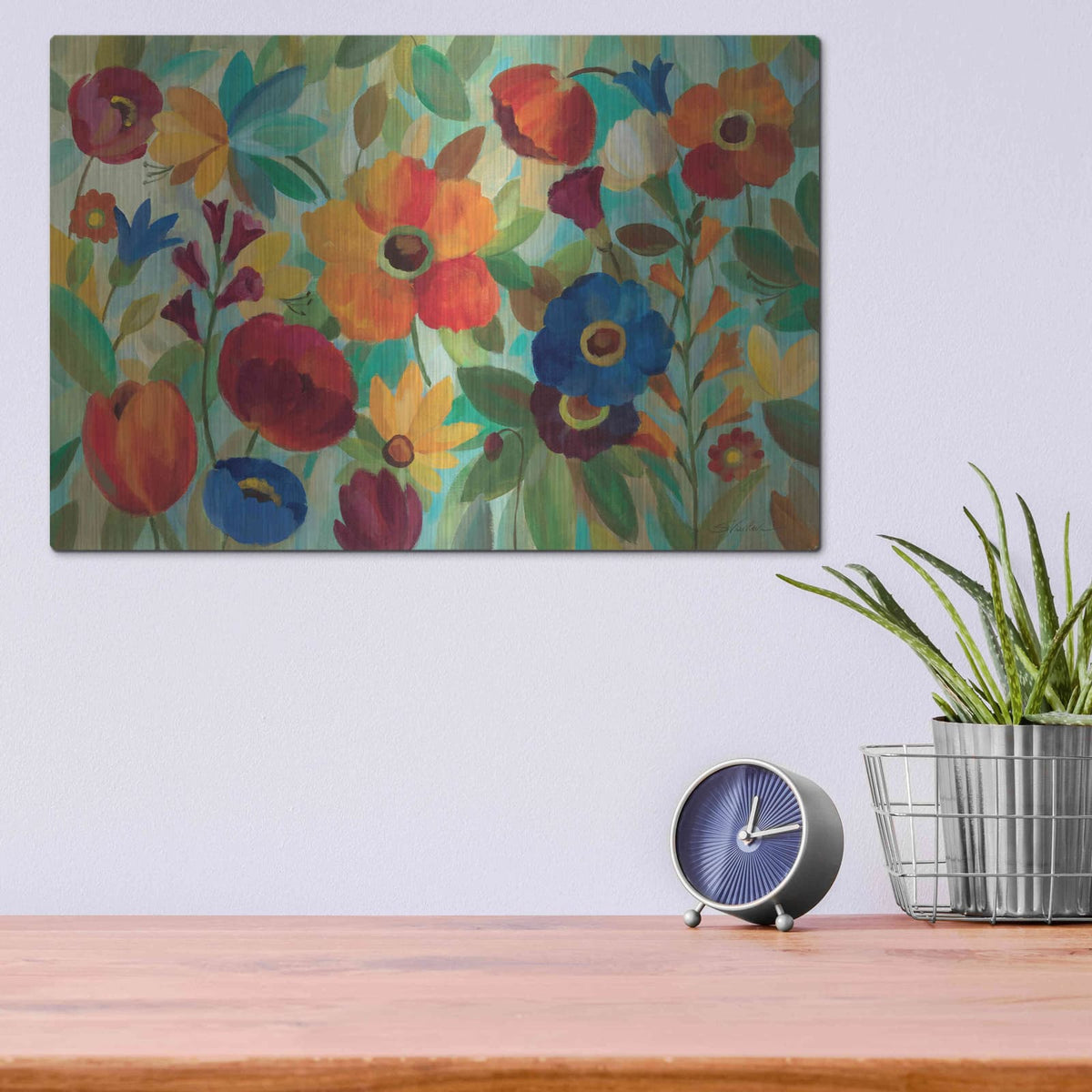 'Summer Floral V' by Silvia Vassileva – Metal Wall Art, 16x12 room view