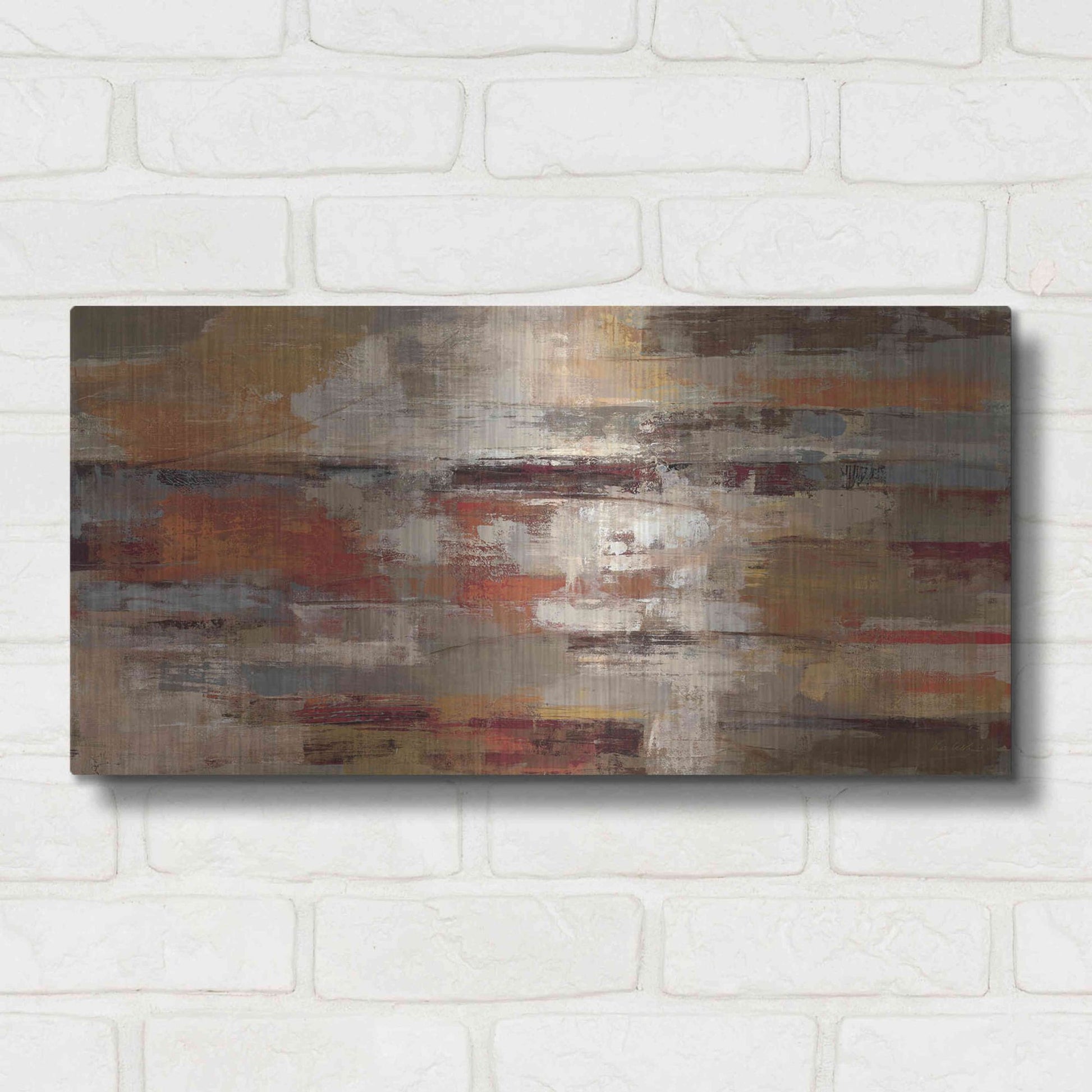 Luxe Metal Art 'Painted Desert Landscape' by Silvia Vassileva, Metal Wall Art,24x12