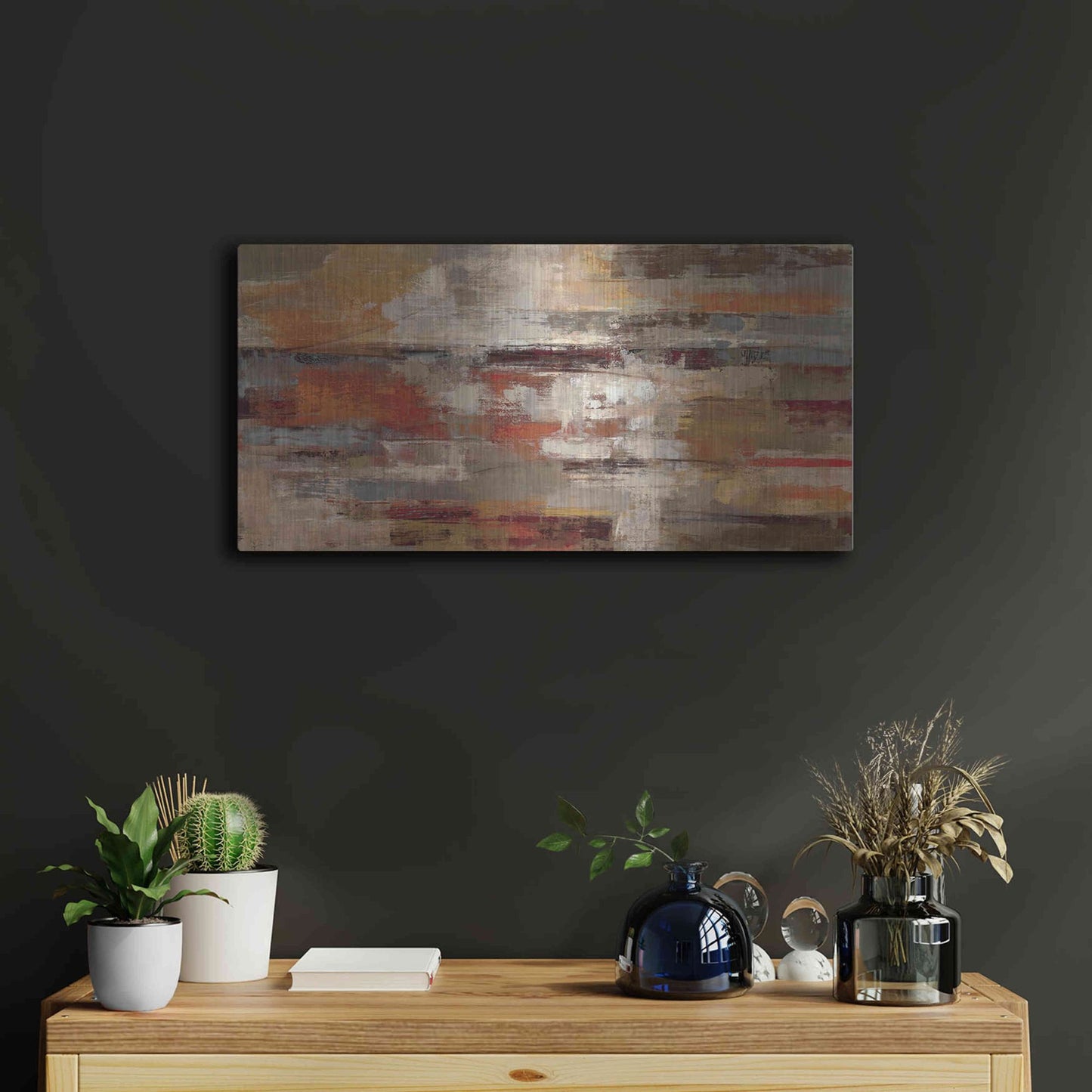 Luxe Metal Art 'Painted Desert Landscape' by Silvia Vassileva, Metal Wall Art,24x12