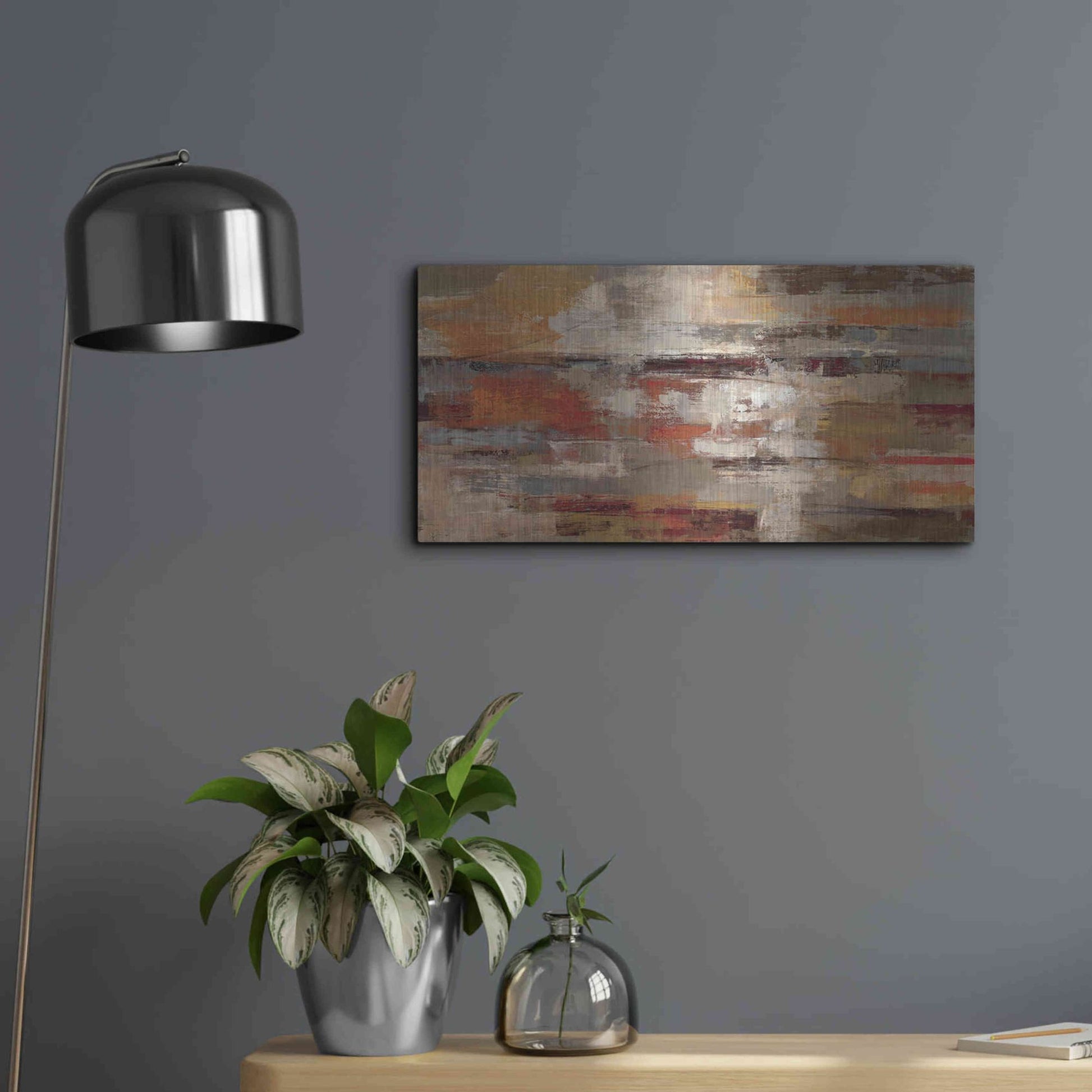 Luxe Metal Art 'Painted Desert Landscape' by Silvia Vassileva, Metal Wall Art,24x12