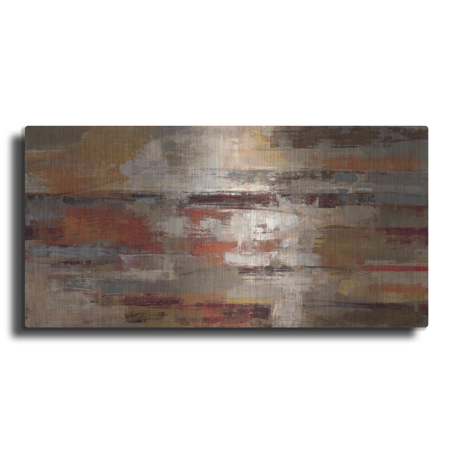 Luxe Metal Art 'Painted Desert Landscape' by Silvia Vassileva, Metal Wall Art,24x12