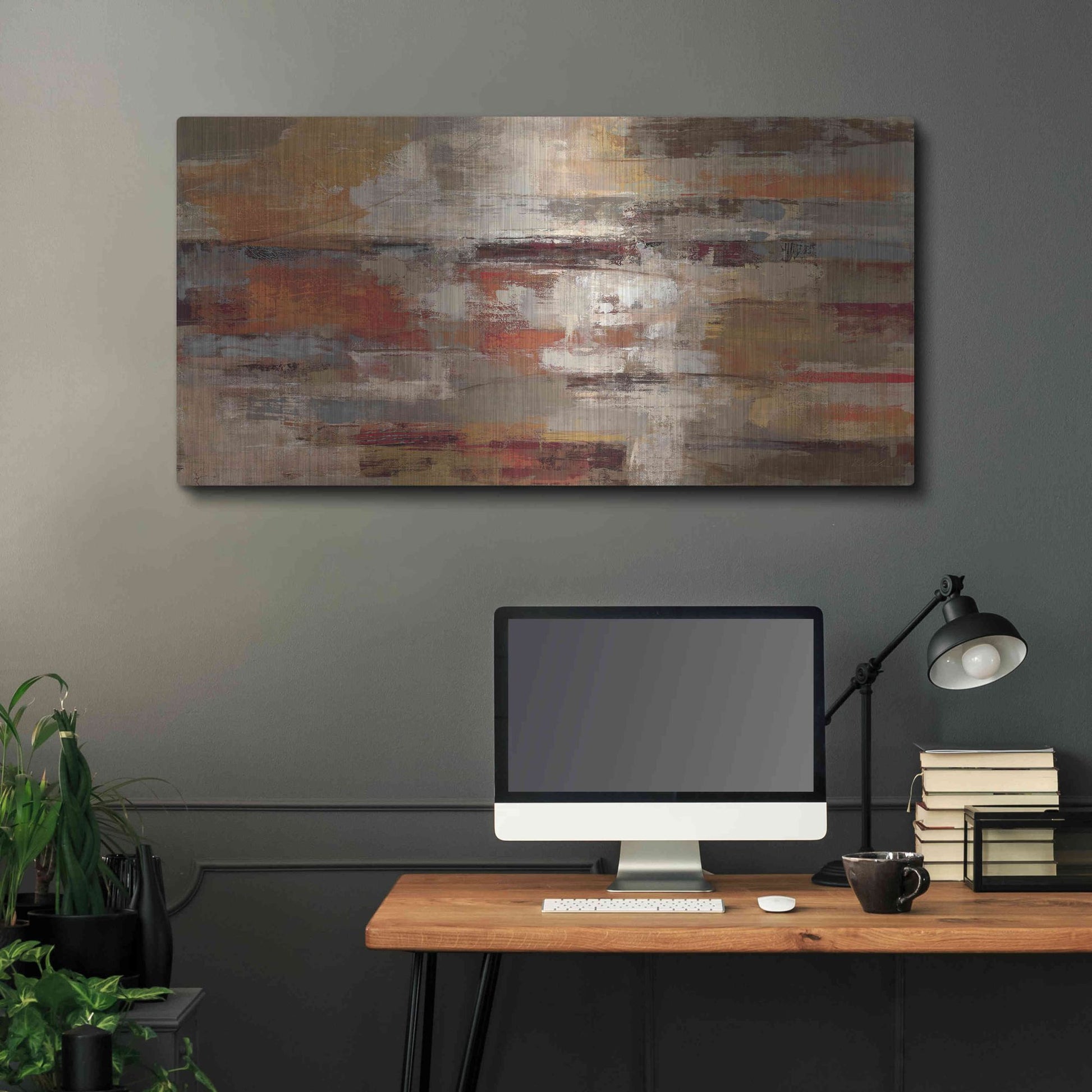 Luxe Metal Art 'Painted Desert Landscape' by Silvia Vassileva, Metal Wall Art,48x24