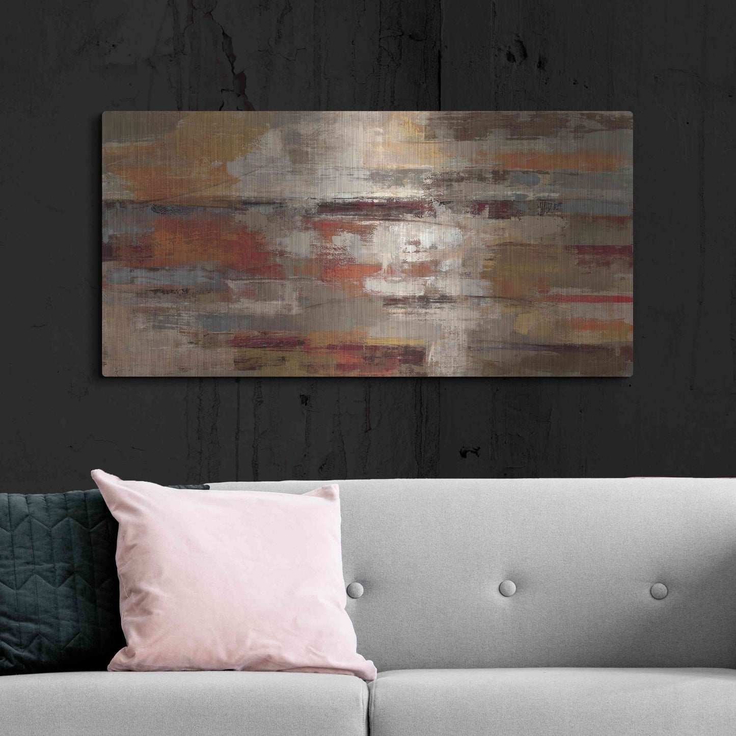 Luxe Metal Art 'Painted Desert Landscape' by Silvia Vassileva, Metal Wall Art,48x24